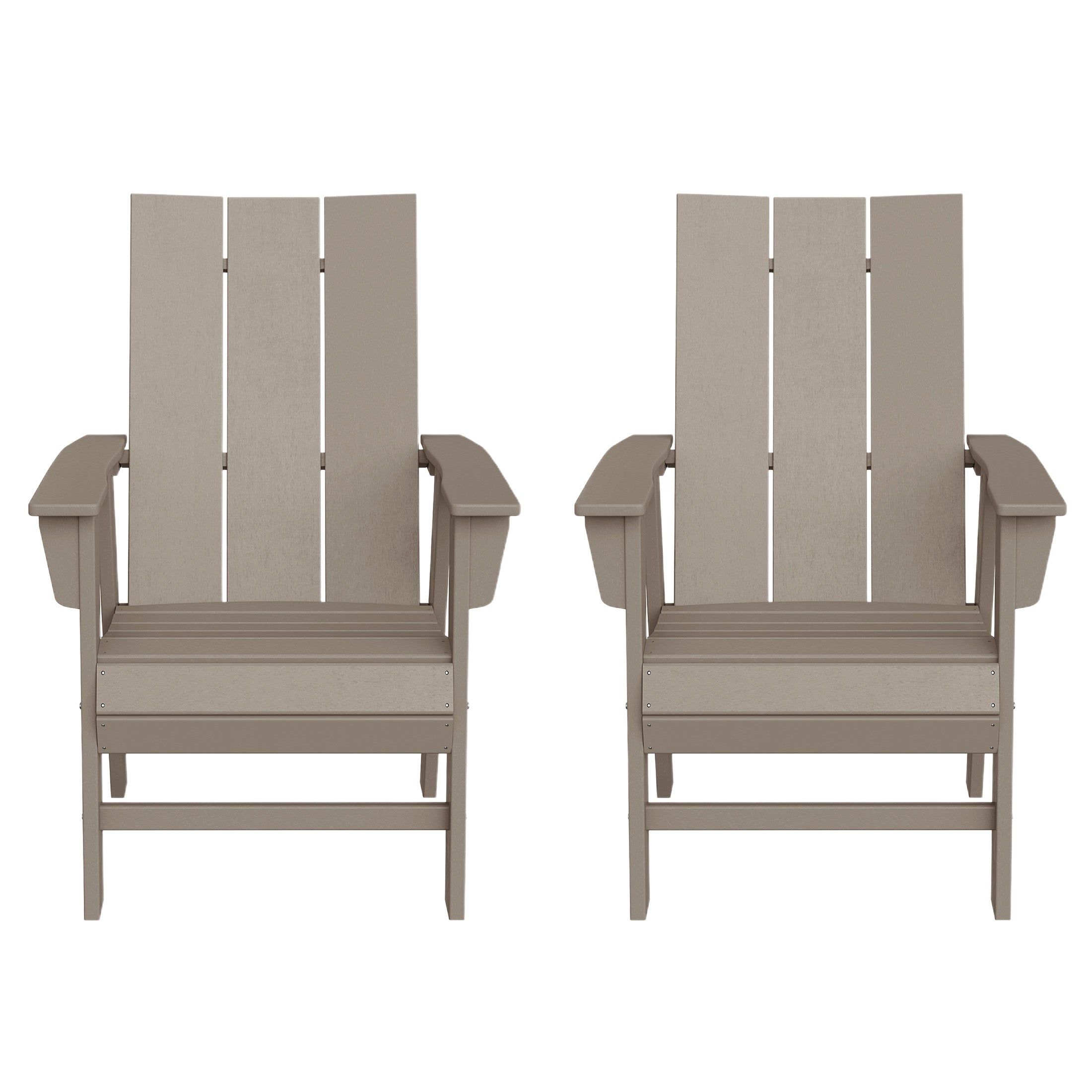 Palms Outdoor Patio HDPE Plastic Modern Adirondack Dining Chairs (Set of 2)