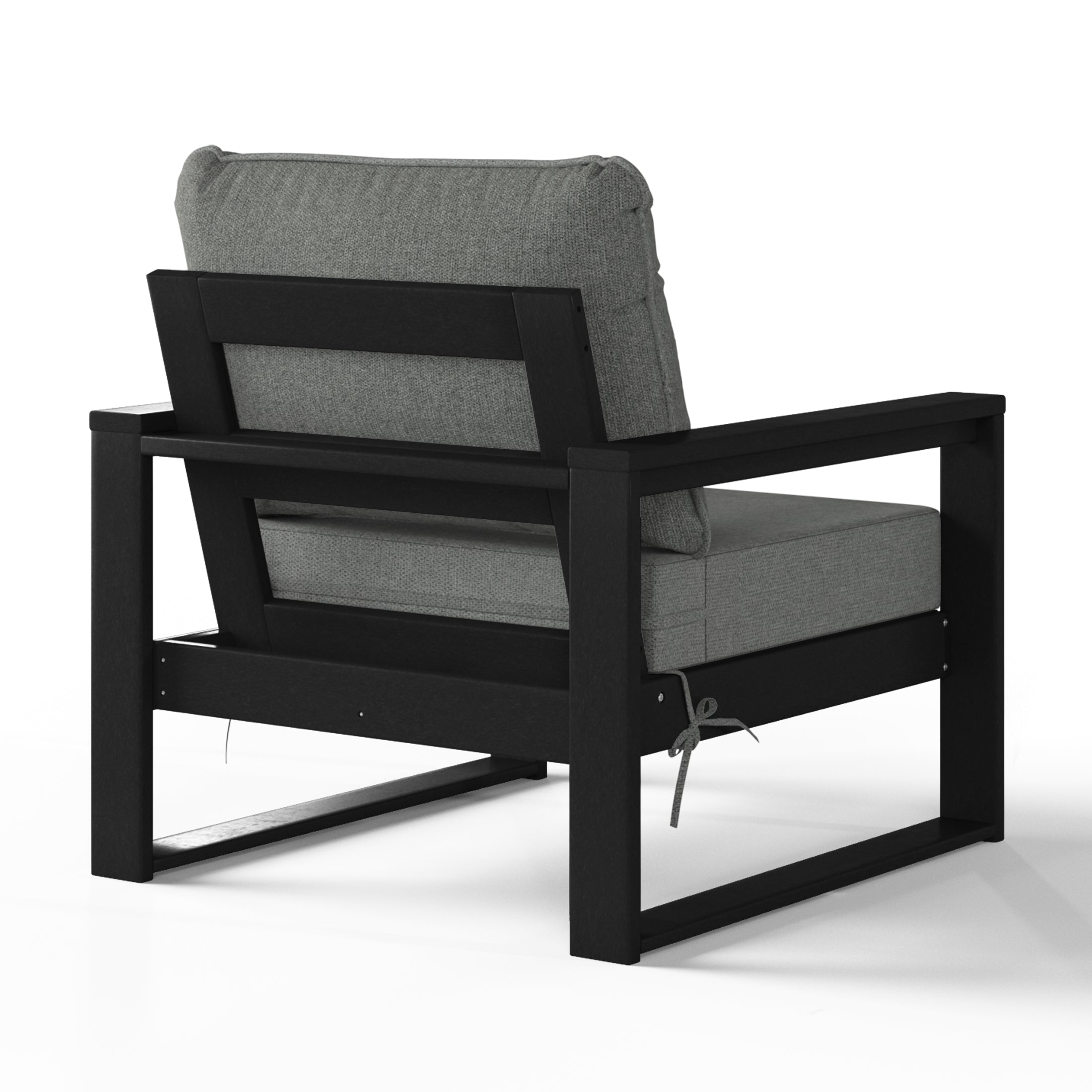 Rockaway Outdoor Modern HDPE Patio Club Chair with Waterproof Deep Seat Cushions