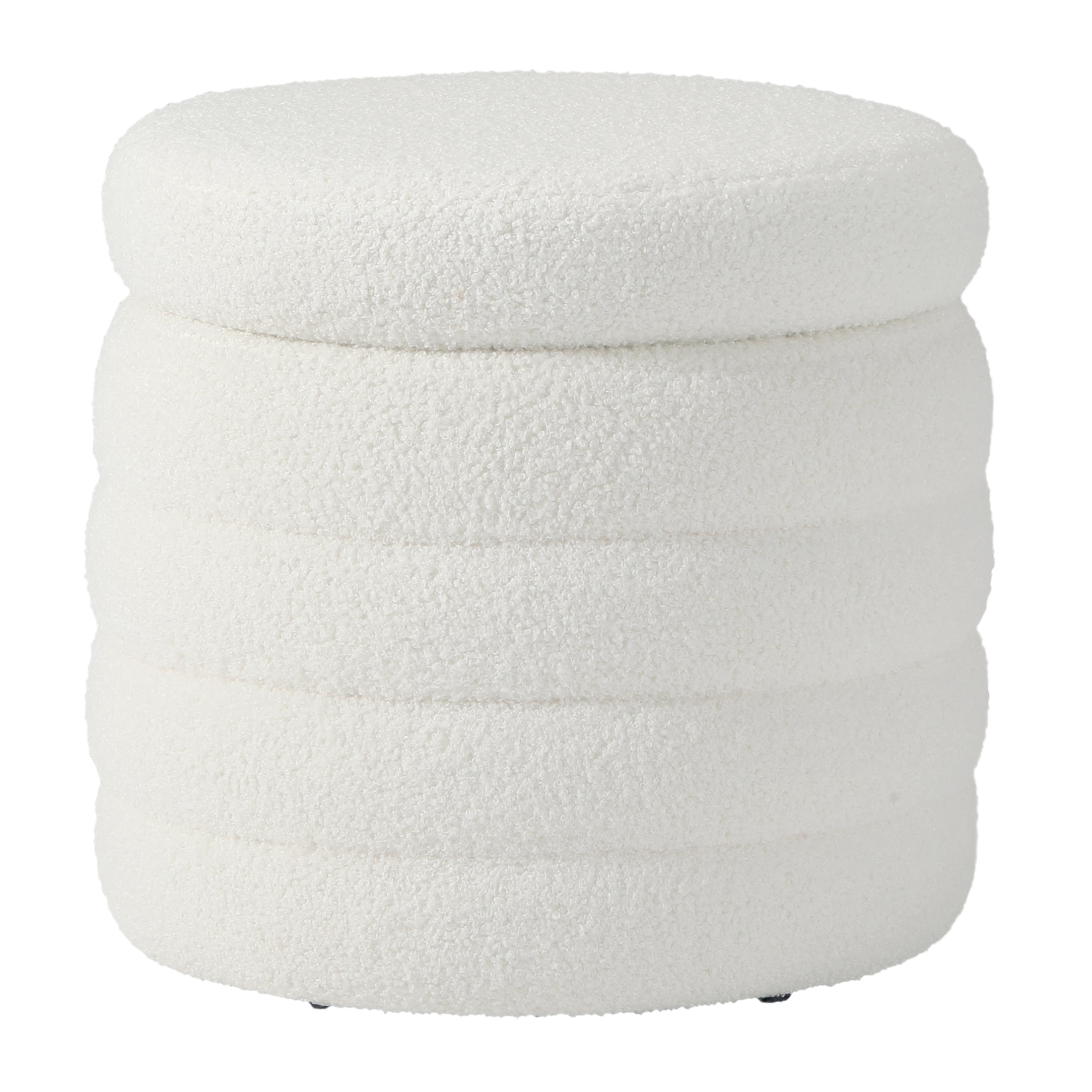 Celine Mid-Century Modern Sherpa Swivel Barrel Accent Chair With Storage Ottoman