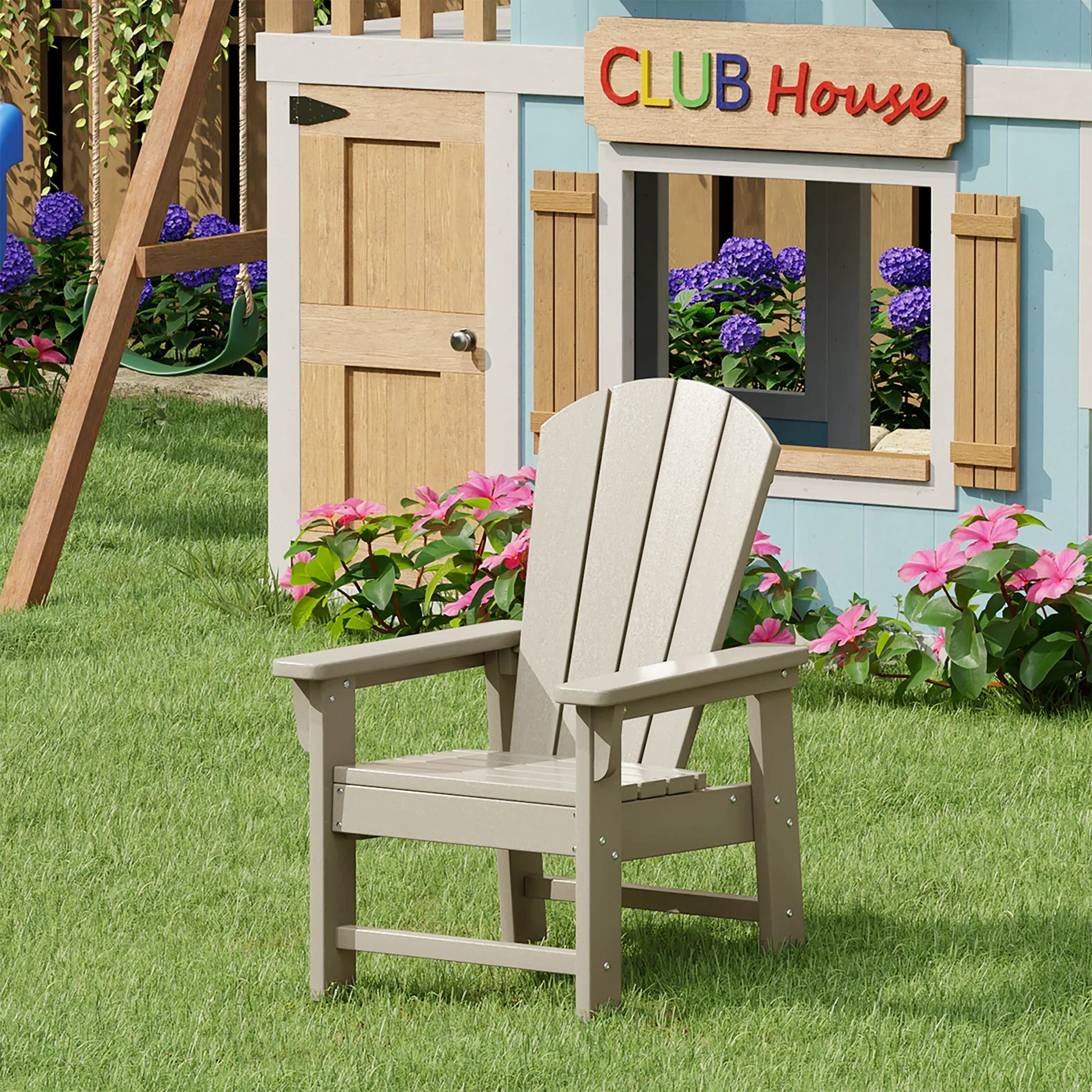 Paradise Kids Outdoor HDPE Adirondack Plastic Patio Chair