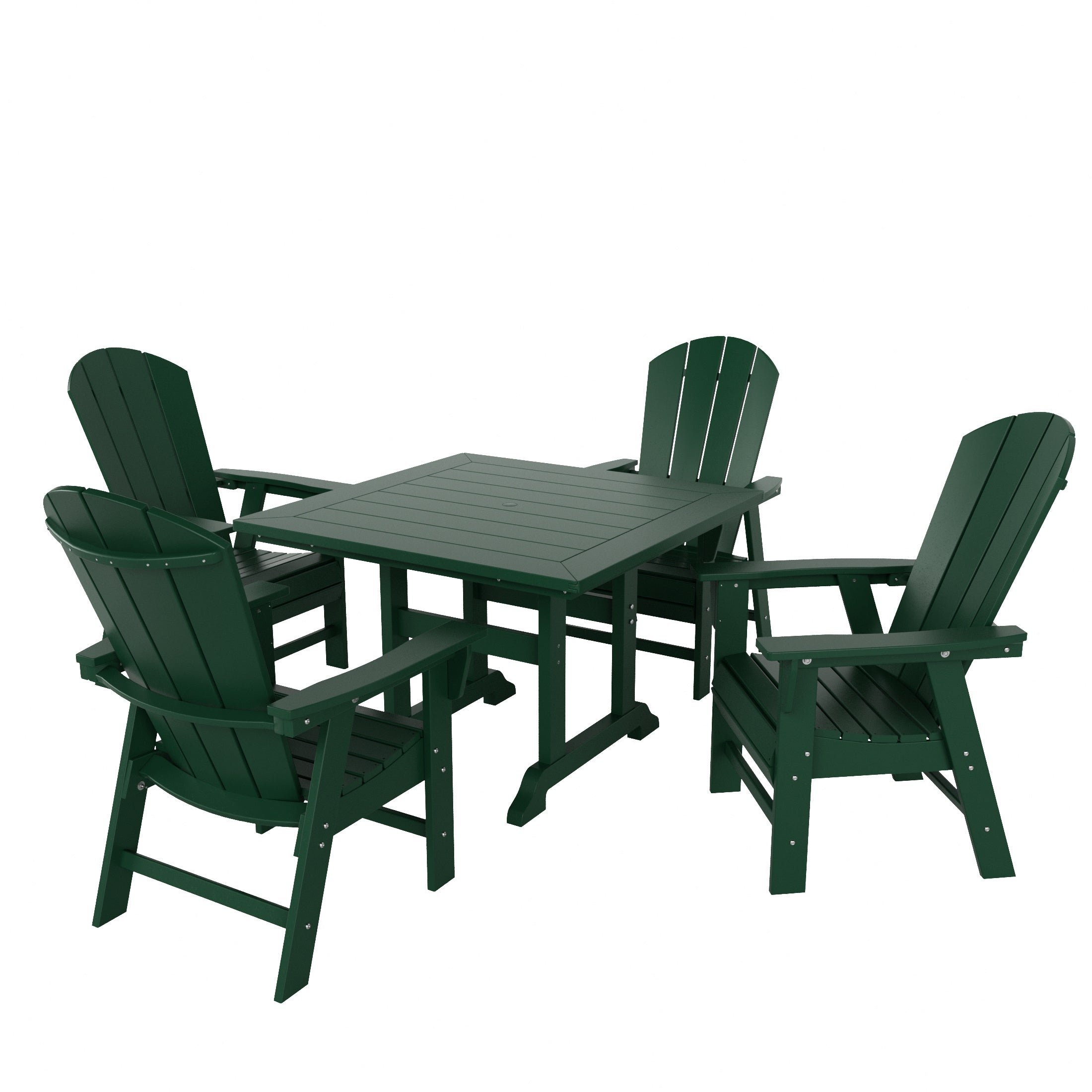 Paradise 5 Piece Outdoor Patio Dining Square Table and Curved Back Armchair Set