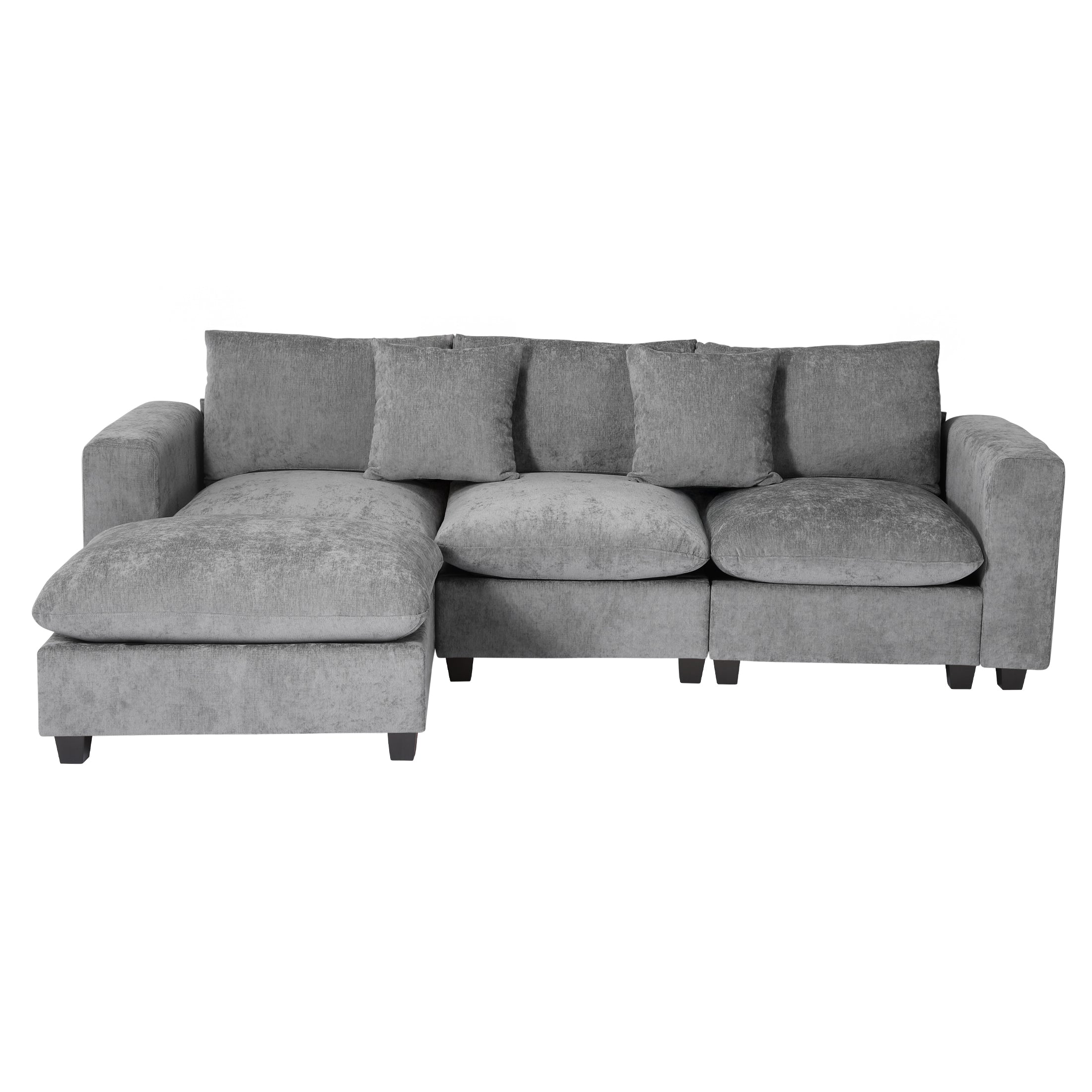 Springfield 99" Modular Chenille L-Shaped Sectional Sofa and Chaise With USB/Type-C Ports and Side Pockets