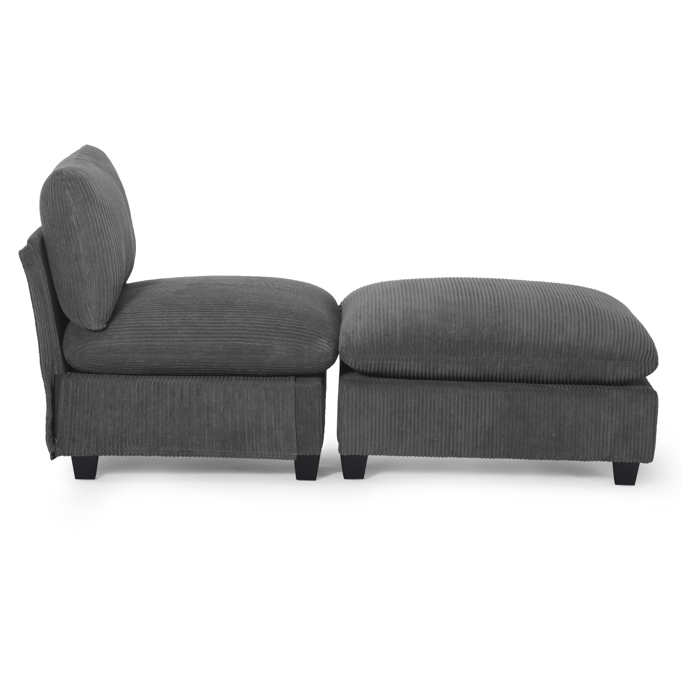 Ava 68.5" Corduroy Upholstered Indoor Chaise Lounge Chair