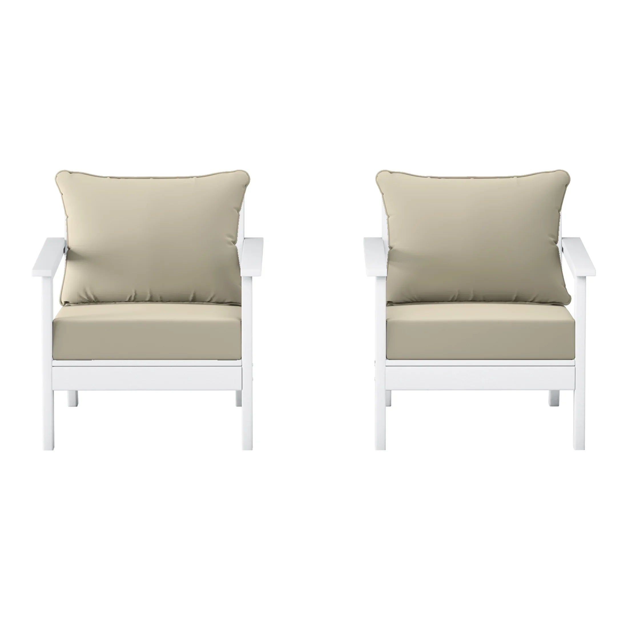 Portsmouth Outdoor Modern HDPE Patio Club Chairs with Deep Seat Cushions (Set of 2)