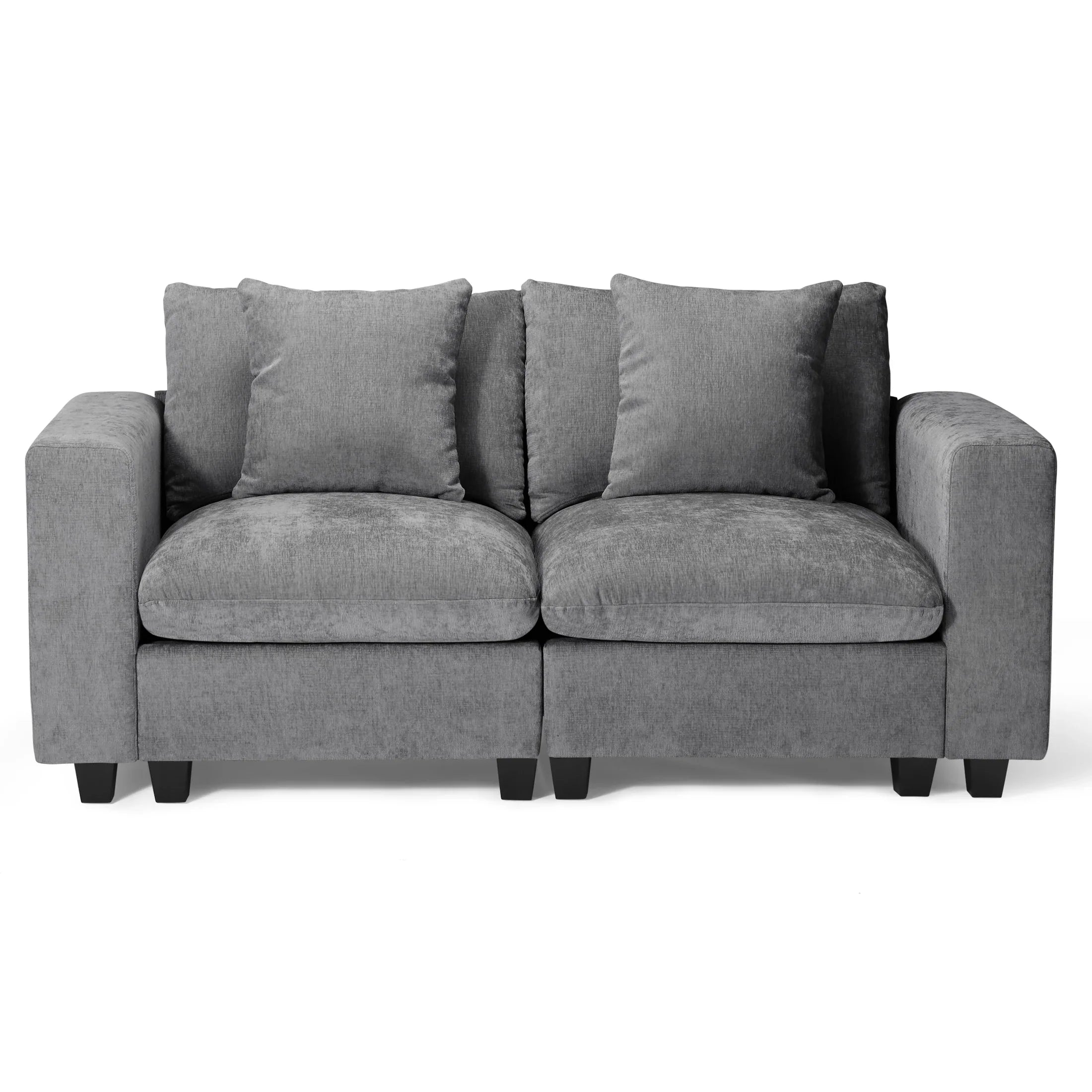 Springfield 70" Modular Chenille Loveseat Sofa With USB/Type-C Ports and Side Pockets