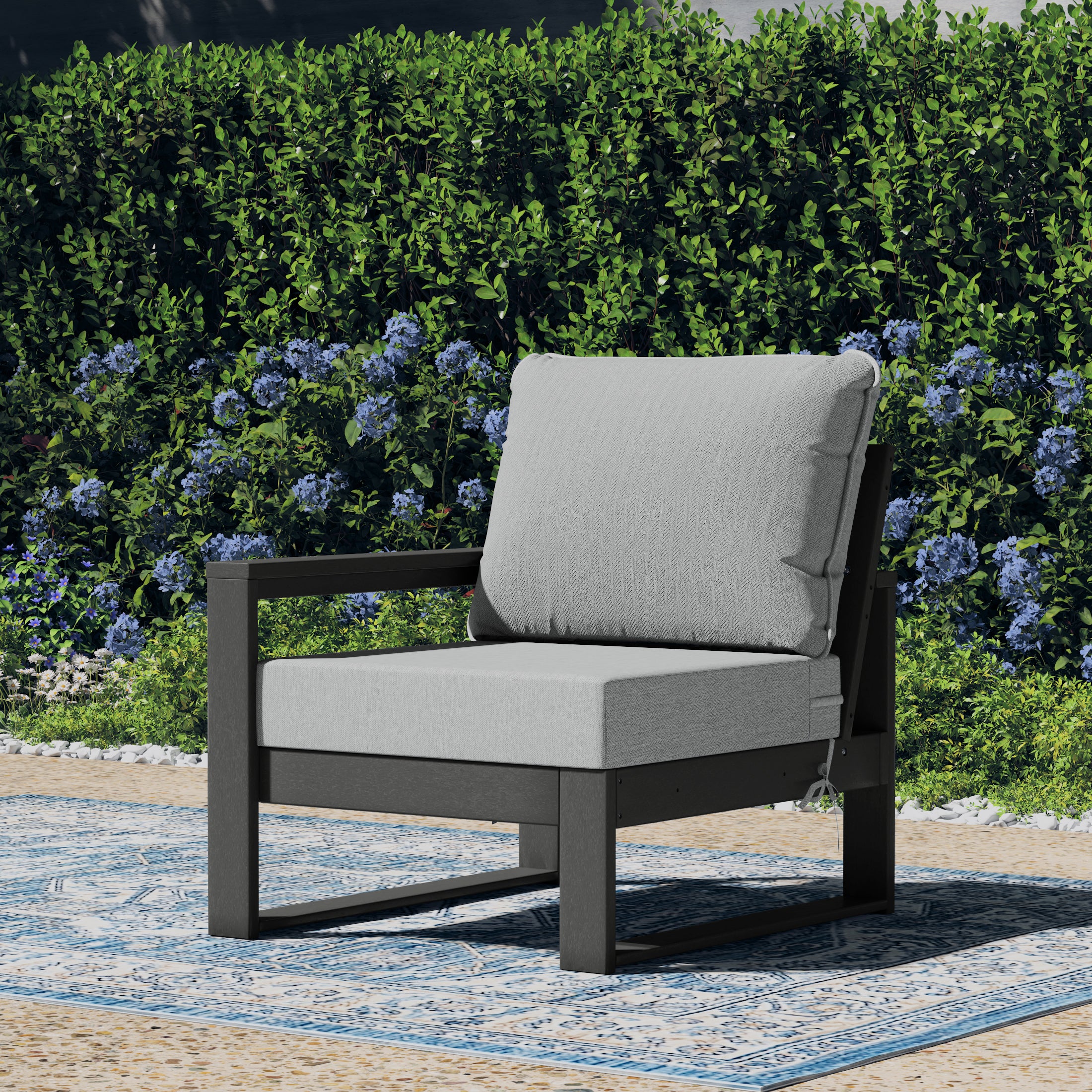 Rockaway Outdoor HDPE Left Arm Sectional Patio Corner Club Chair with Patio Cushions