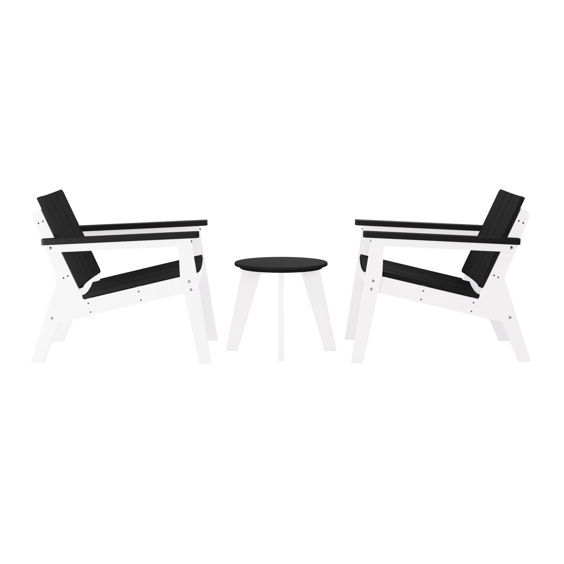 Seaside 3-Piece Outdoor HDPE Conversation Set with Deep Seating Chairs and Round Side Table