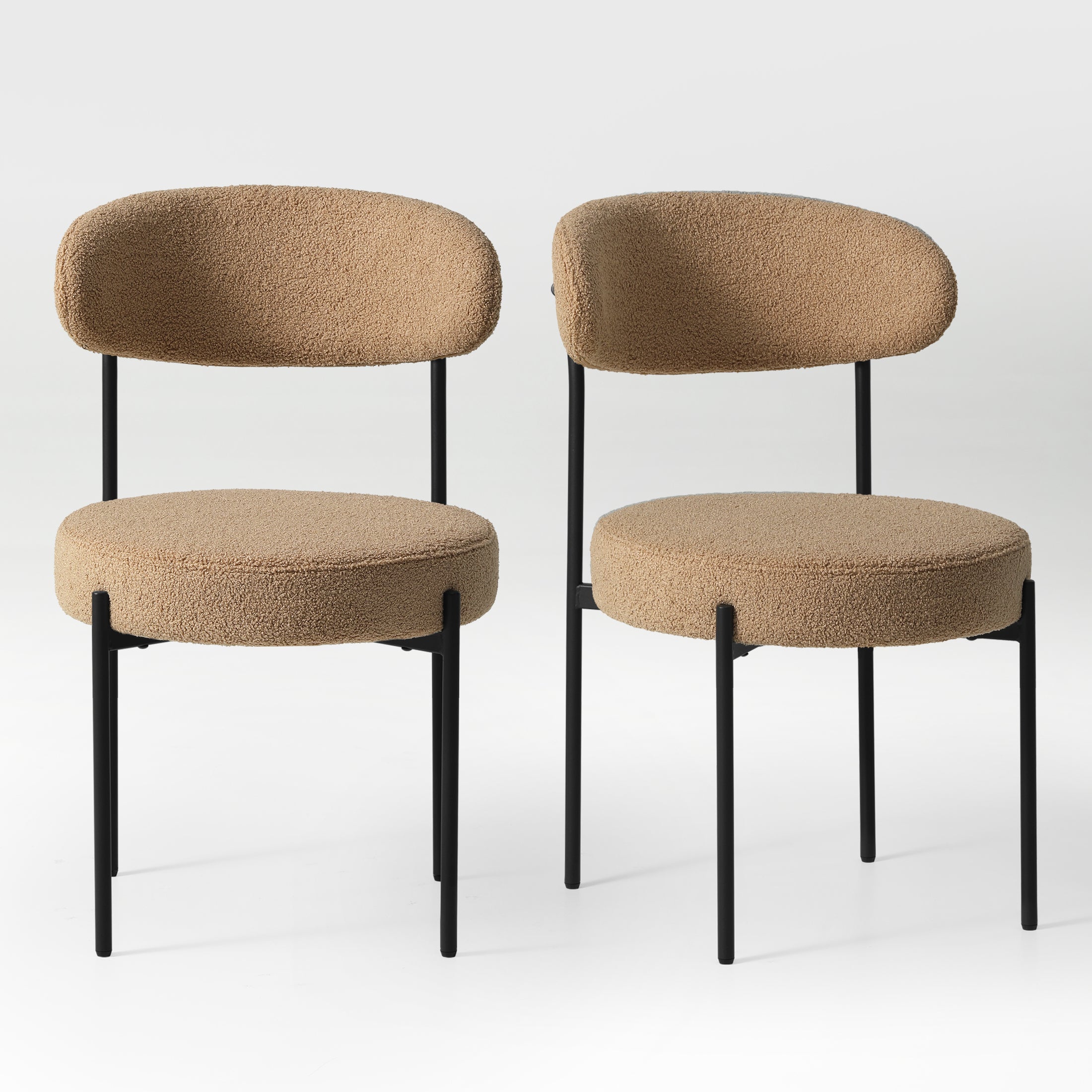 Celine Mid-Century Modern Upholstered Sherpa Round Dining Chairs (Set of 2)