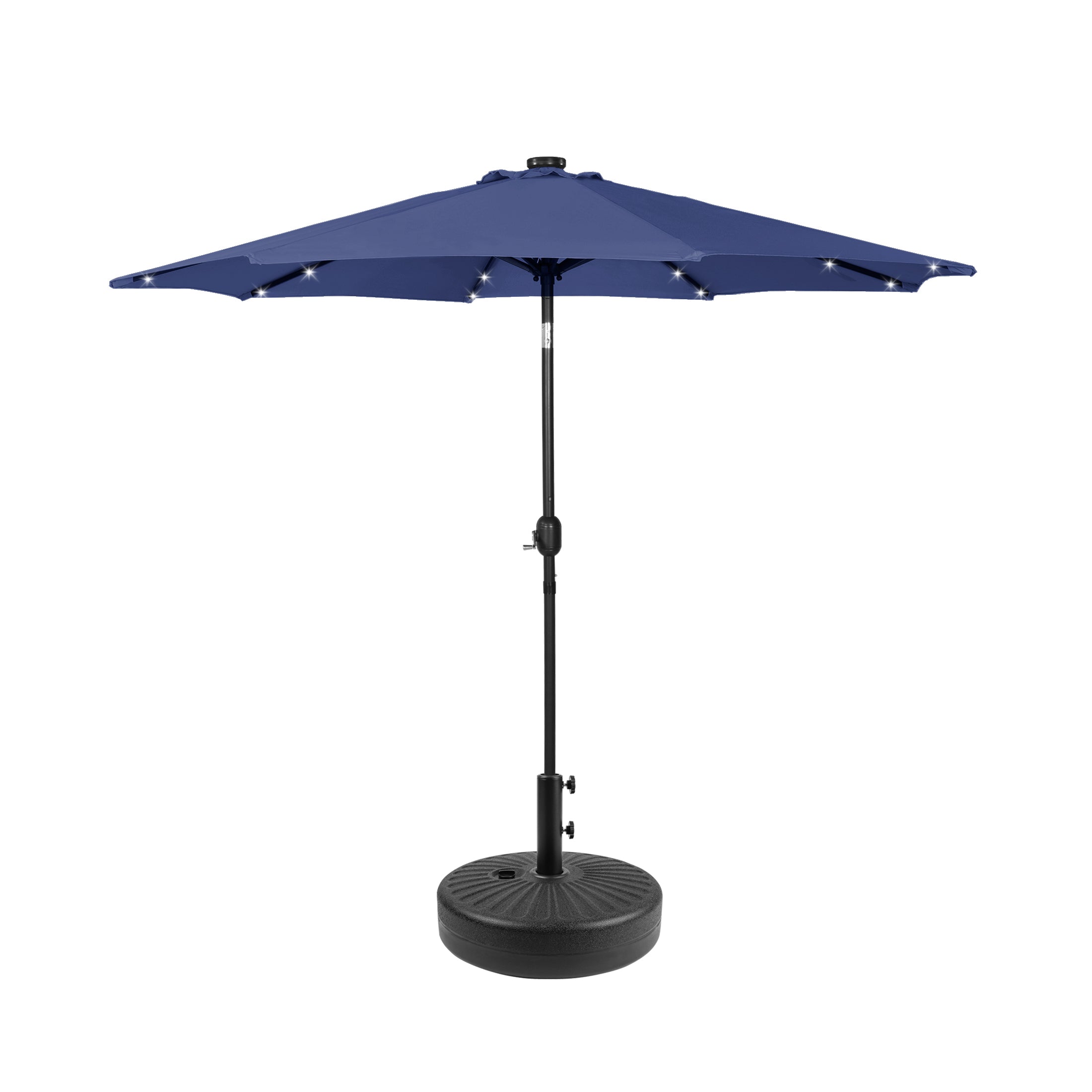 Westlake 9 ft. Patio Solar Power LED lights Market Umbrella with Black color round free standing weight base kit