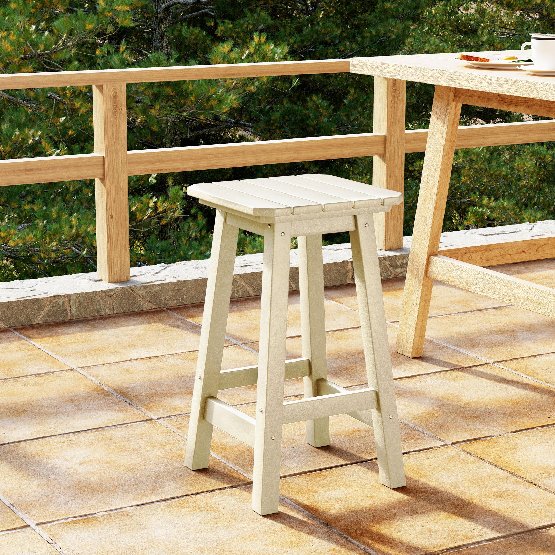 Paradise 24" HDPE Outdoor Patio Counter High Backless Square Bar Stool