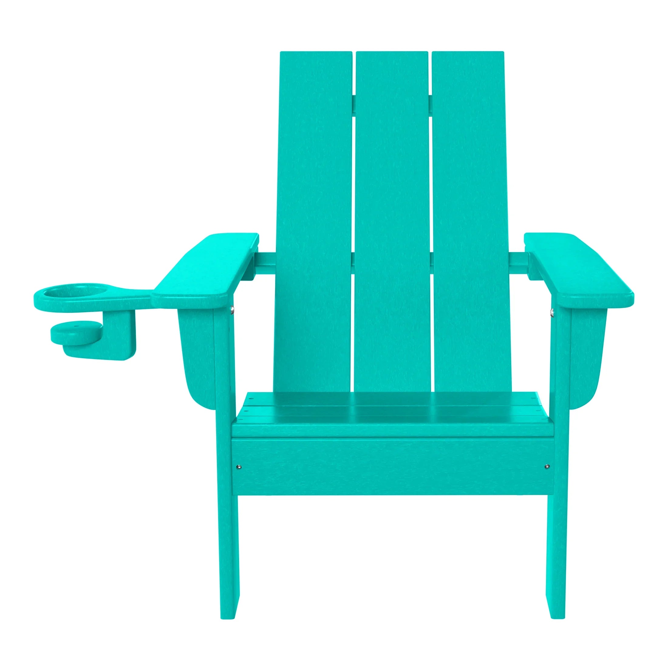 Palms Kids Outdoor HDPE Plastic Modern Adirondack Patio Chairs with Cup Holders (Set of 2)
