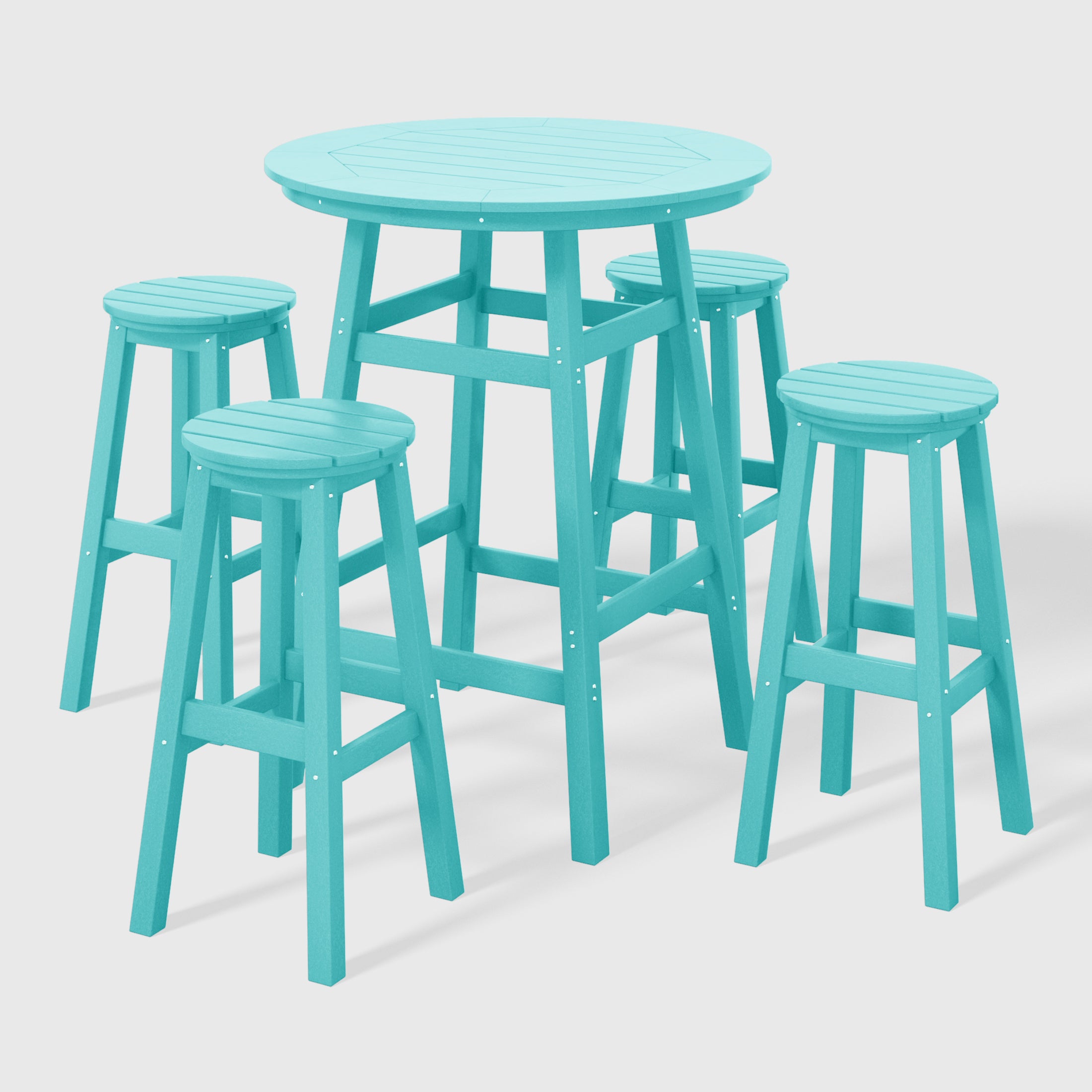 Paradise 5-Piece HDPE Outdoor Patio Dining Bar Bistro Table Set with Bar Stools