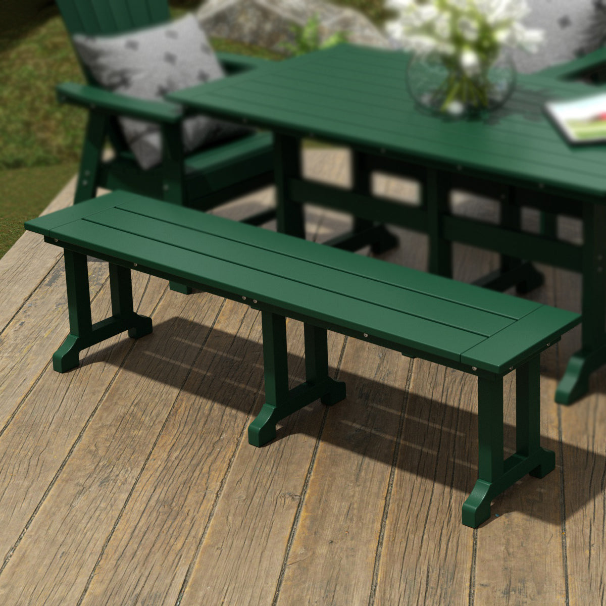 Paradise 65" Outdoor Patio Trestle Dining Bench