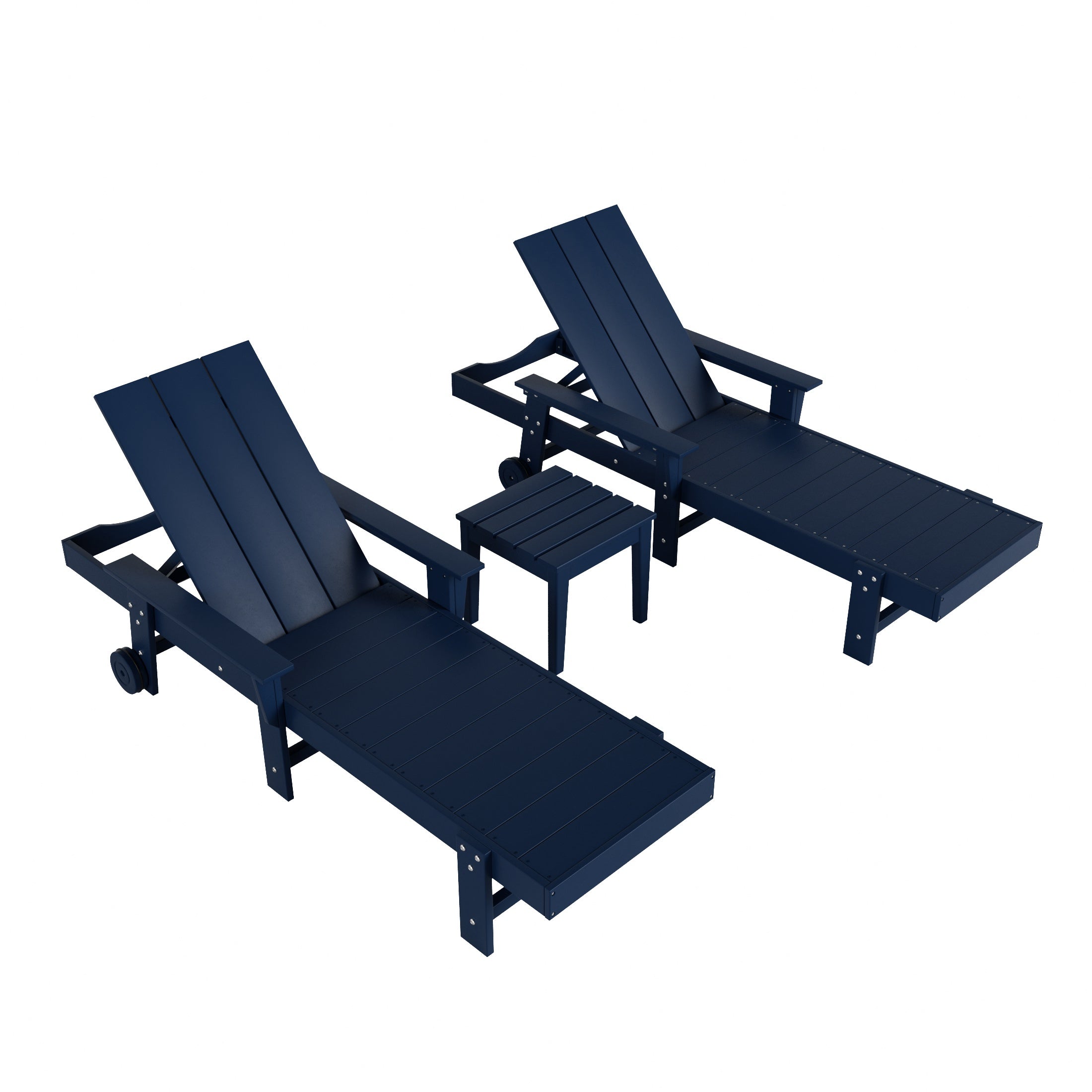 Palms Modern Poly Reclining Chaise Lounge Set with Side Table
