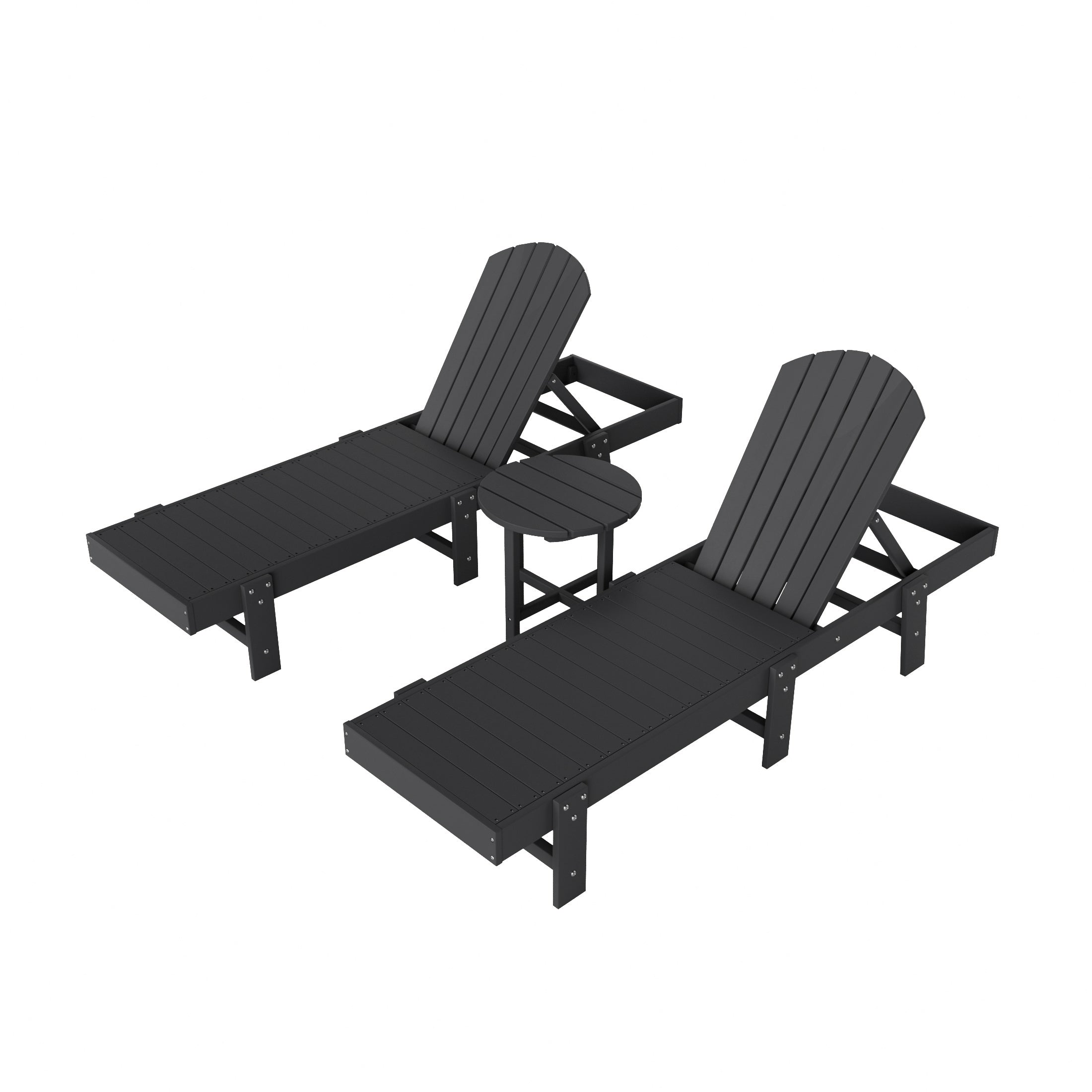 Portside 3 Piece Adirondack Poly Reclining Chaise Lounge