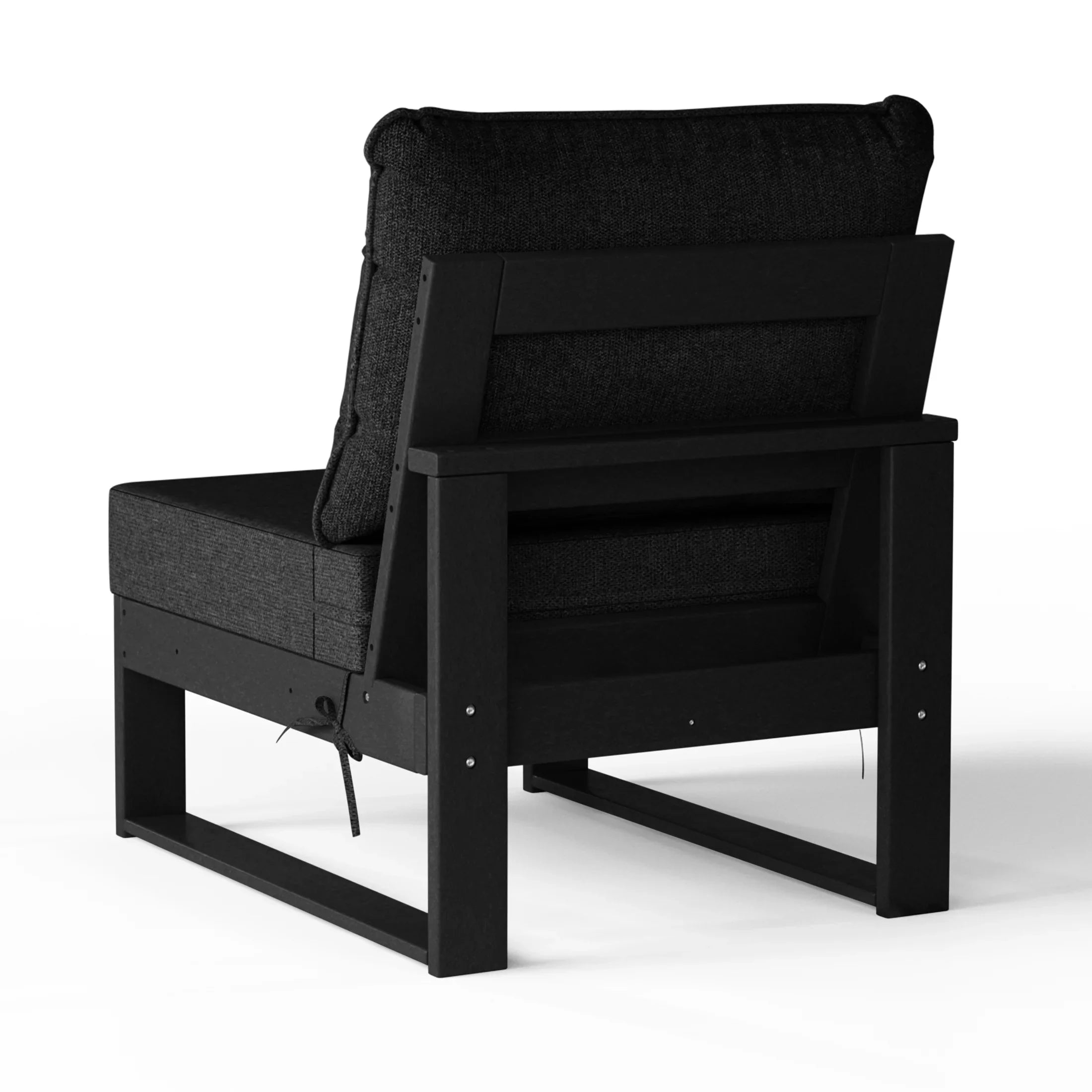 Rockaway Outdoor HDPE Sectional Armless Chair with Water-Proof Patio Cushions