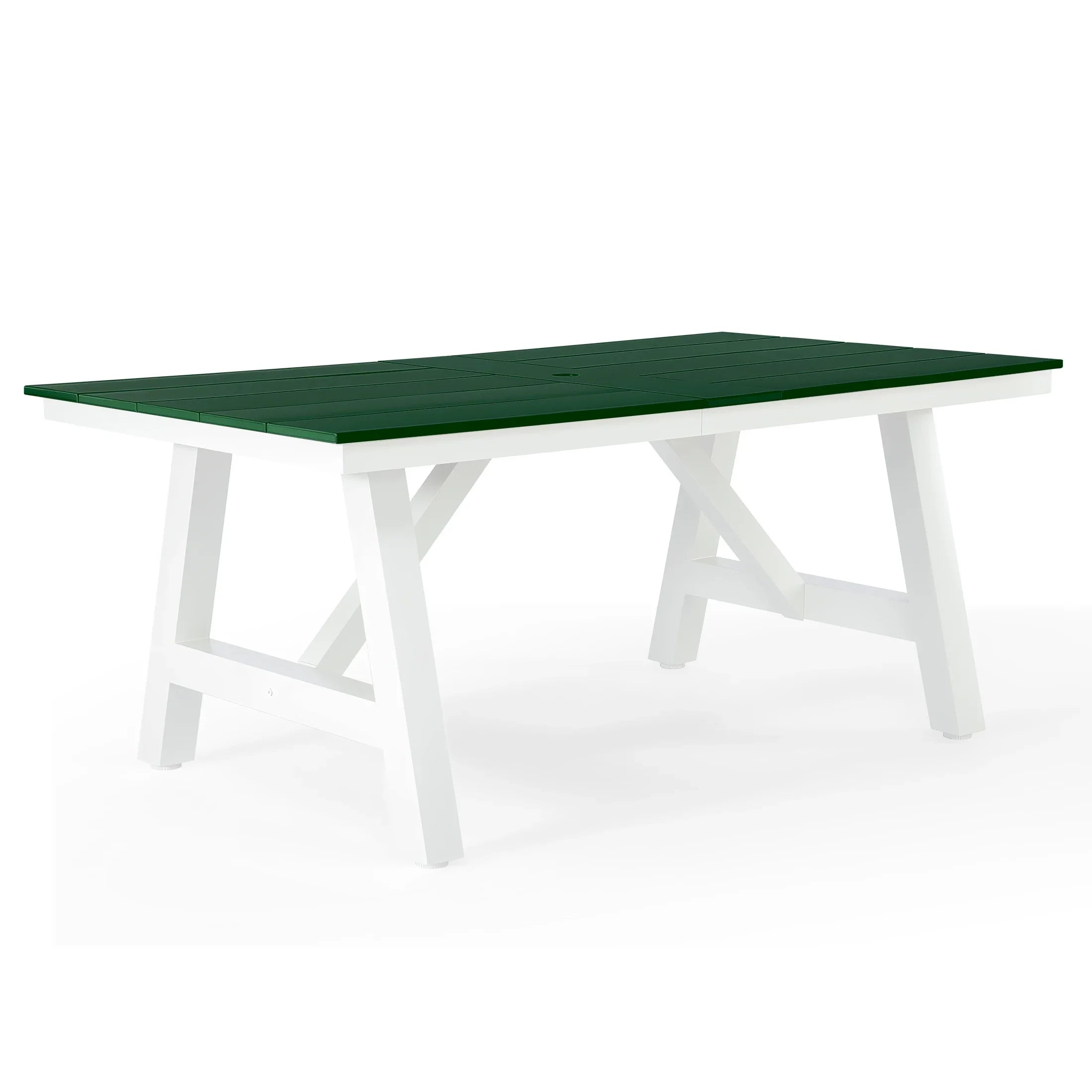 Stinson 72" HDPE Rectangle Outdoor Patio Dining Table With Umbrella Hole and Metal Frame