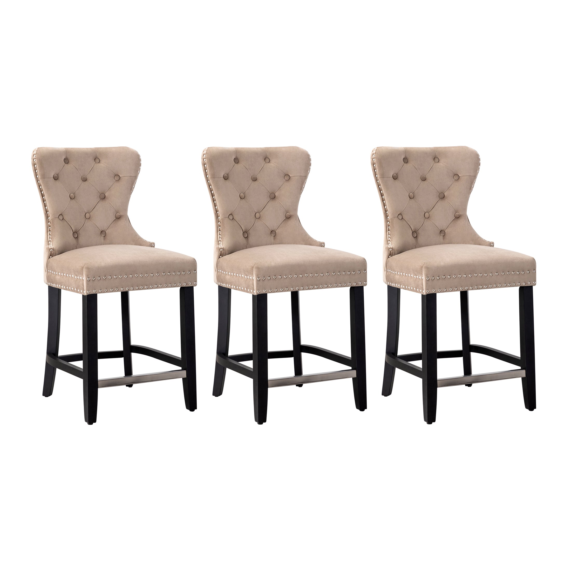 Hank 24" Tufted Velvet Counter Stool (Set of 3)