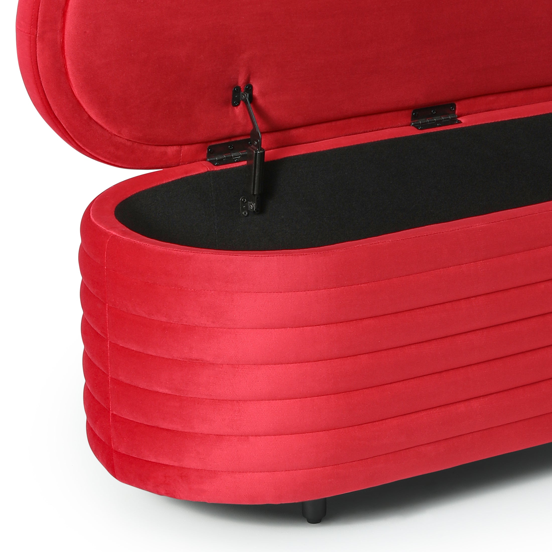 Alaia 54" Wide Mid-Century Modern Upholstered Velvet Tufted Oval Storage Ottoman Bench