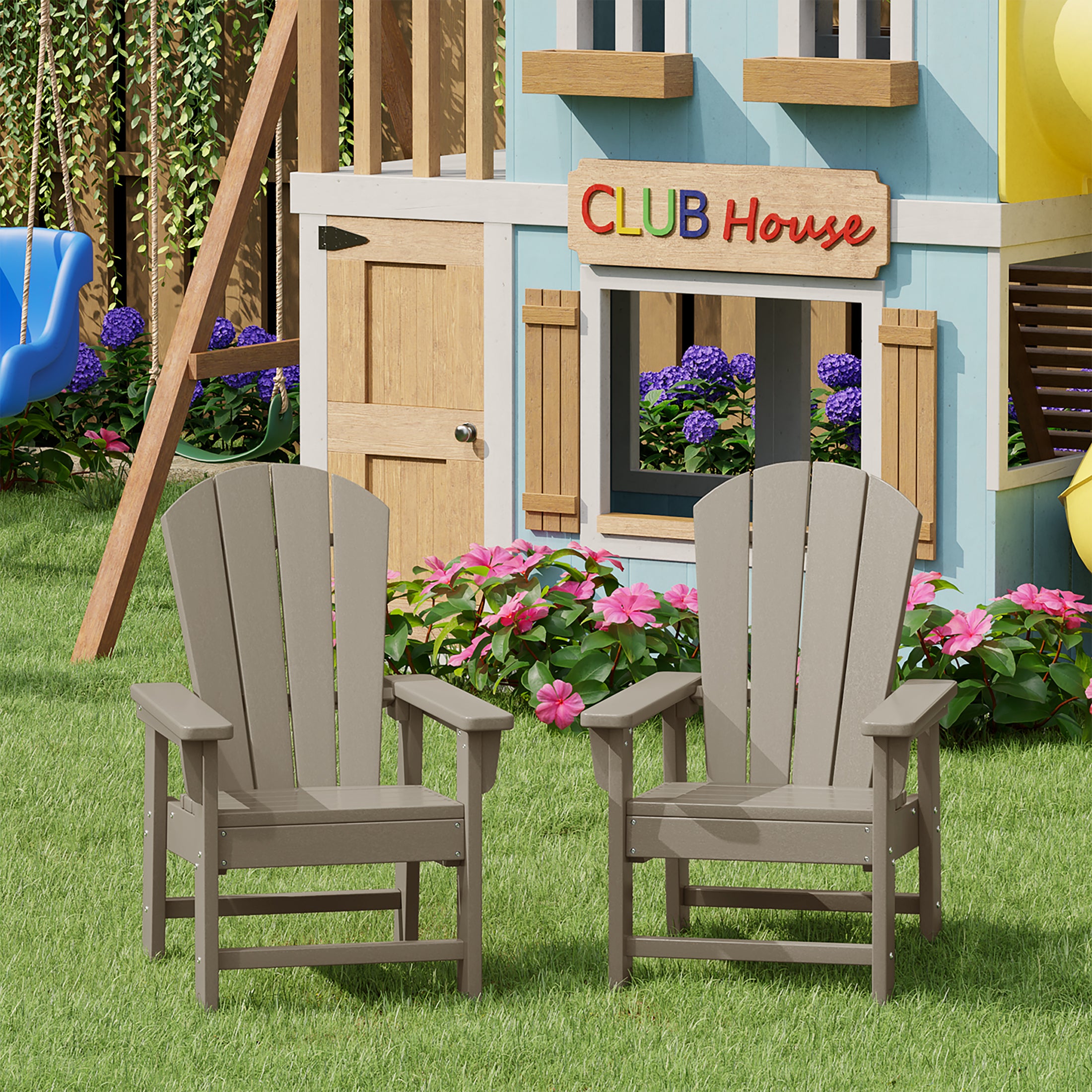 Paradise Kids Outdoor Adirondack Plastic Patio Chair (Set of 2)