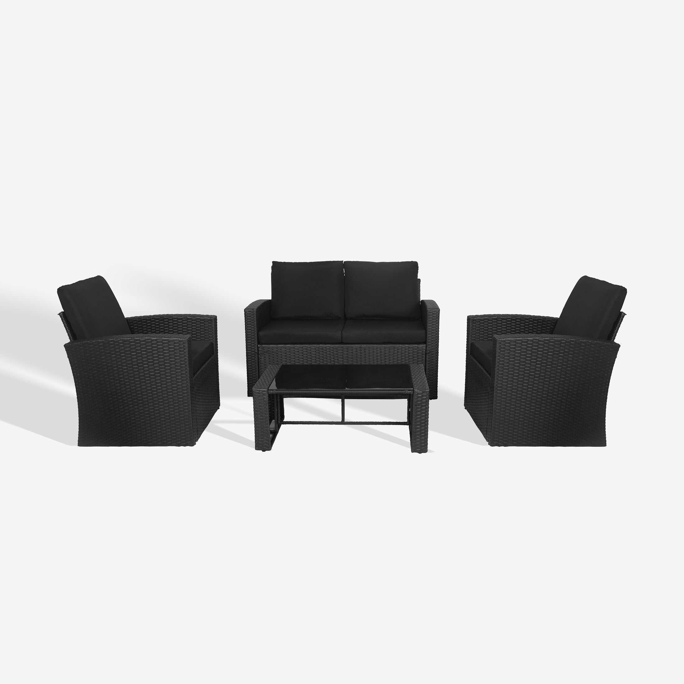 Rivera 4-Piece Outdoor Patio Wicker Rattan Conversation Set with Cushions