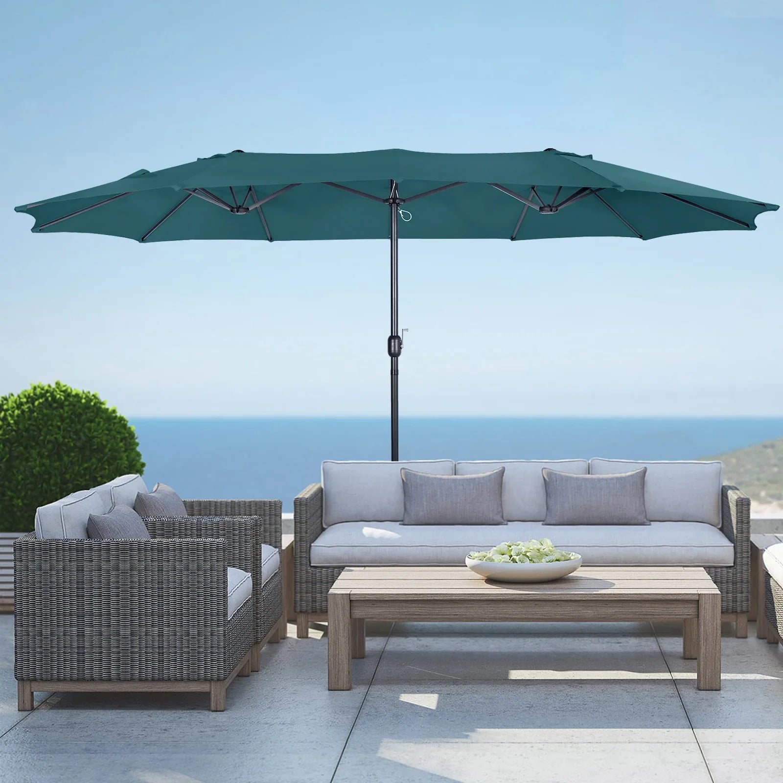 Easton Twin 15 x 9 ft. retangular shape Market / Outdoor dining table umbrella