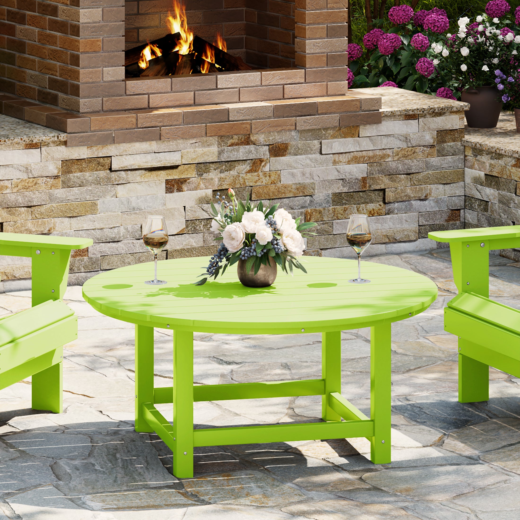 Paradise Low Outdoor HDPE Round Patio Coffee Table