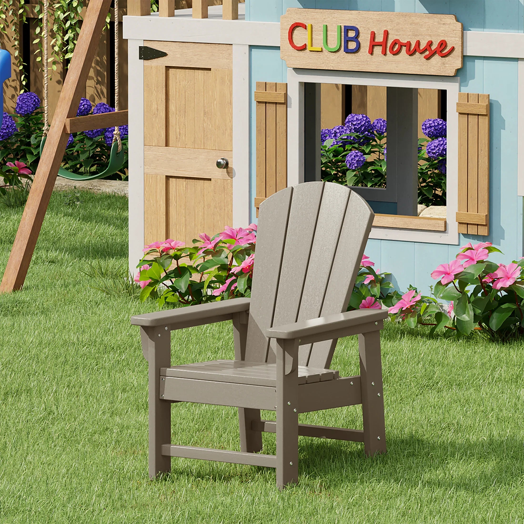 Paradise Kids Outdoor HDPE Adirondack Plastic Patio Chair