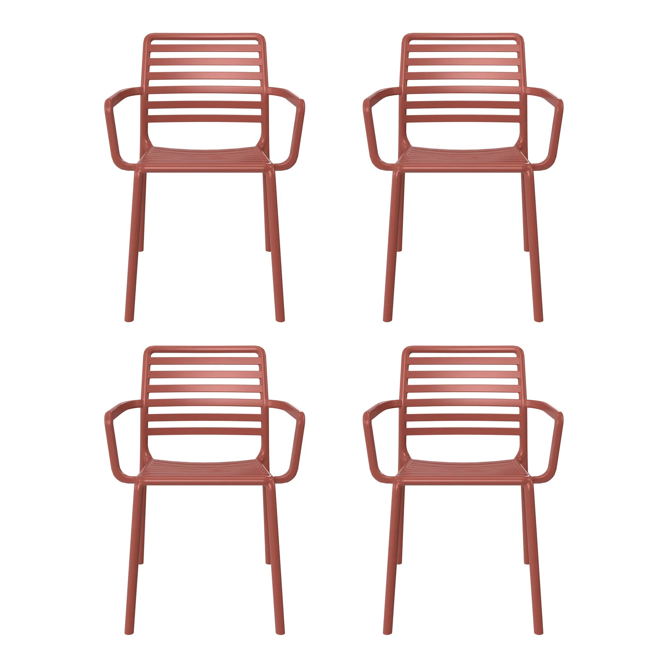 Sunshine Outdoor Stackable Polypropylene Plastic Resin Dining Armchairs (Set of 4)