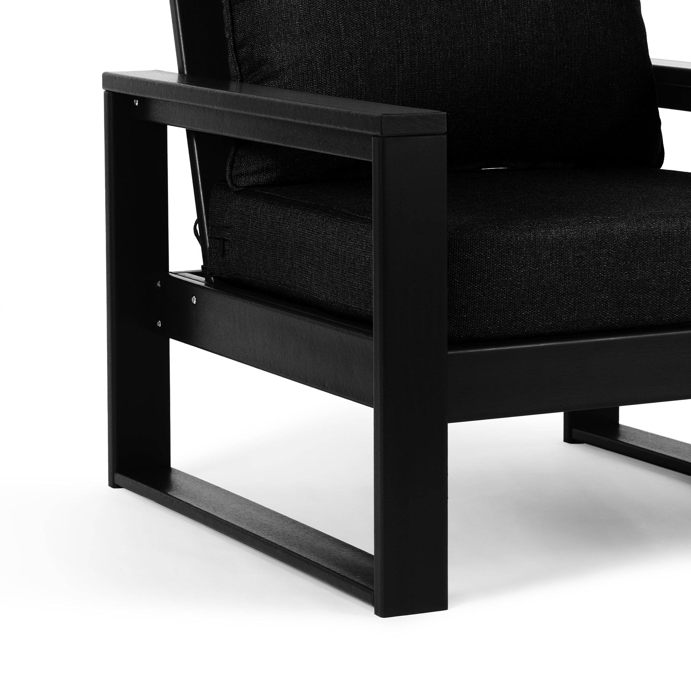 Rockaway Outdoor Modern HDPE Patio Club Chair with Waterproof Deep Seat Cushions (Set of 2)