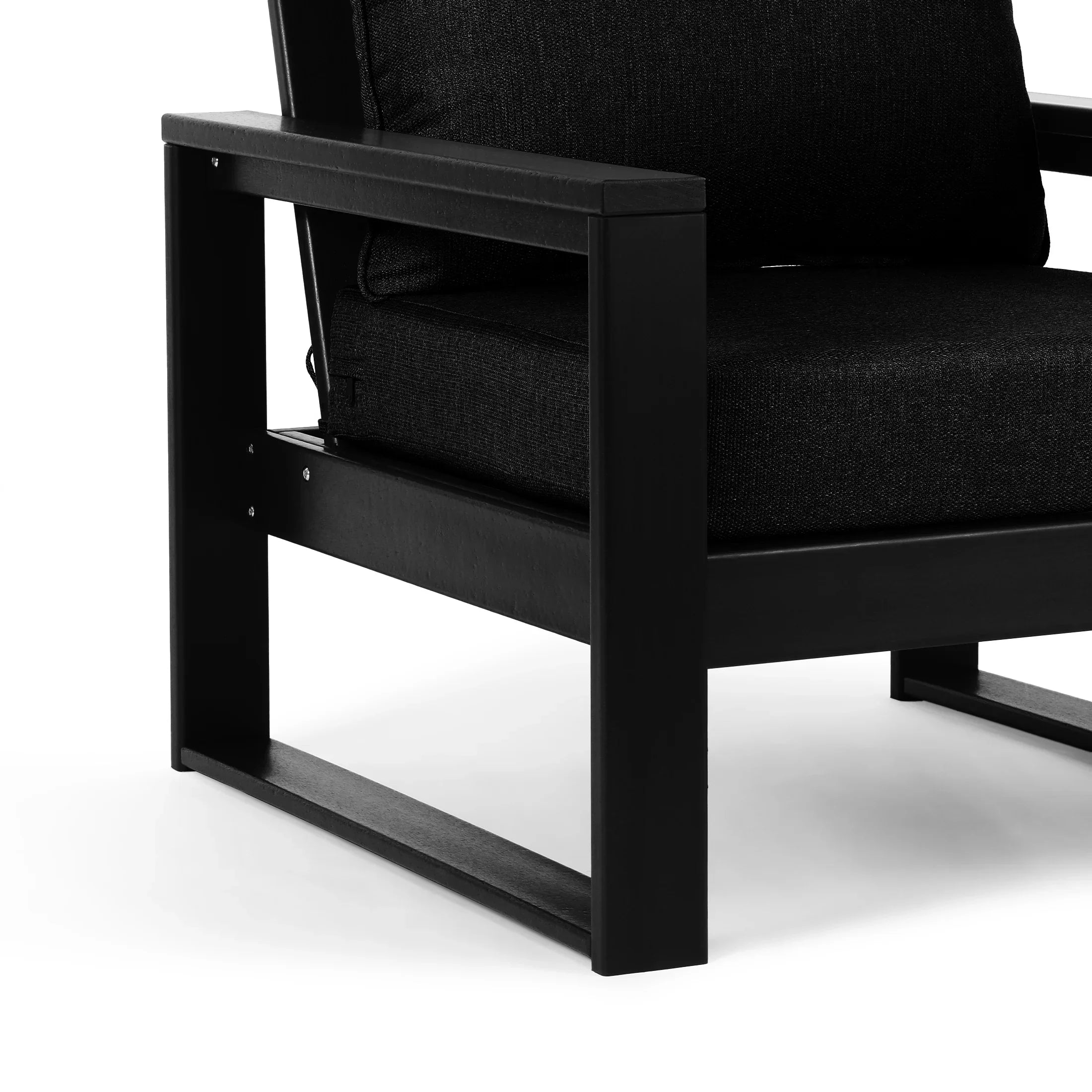 Rockaway Outdoor Modern HDPE Patio Club Chair with Waterproof Deep Seat Cushions (Set of 2)