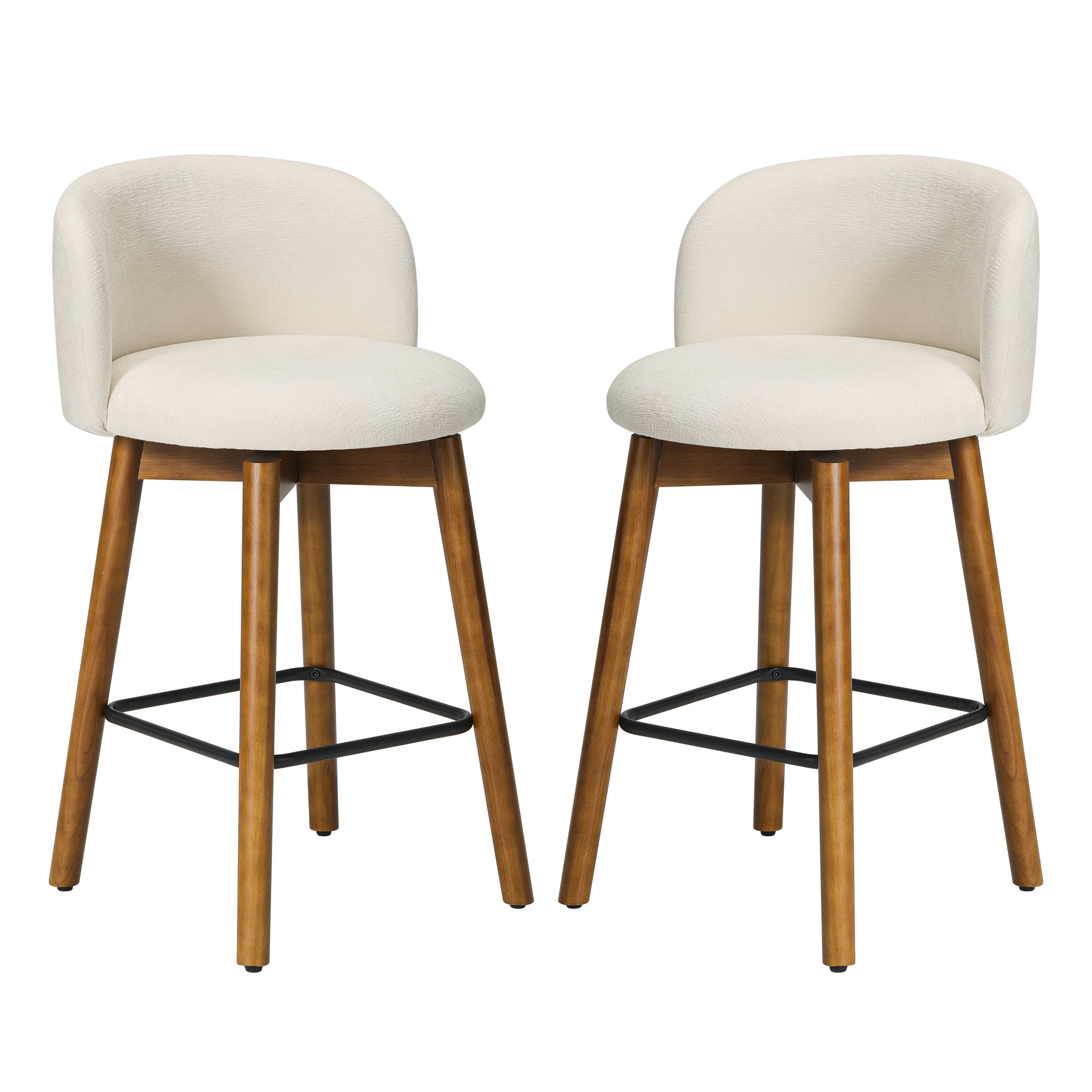 Danburry Modern Chenille Upholstered 26" Counter Height Swivel Bar Stools (Set of 2)
