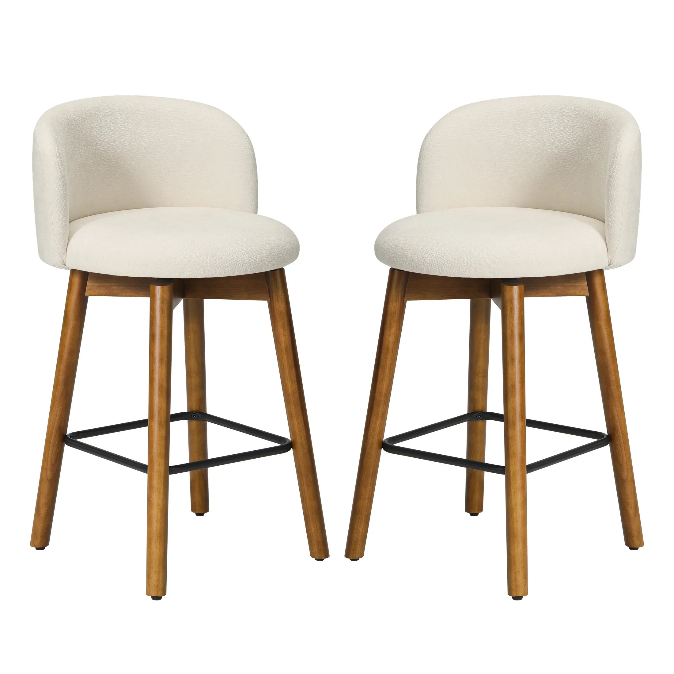 Danburry Modern Chenille Upholstered 26" Counter Height Swivel Bar Stools (Set of 2)