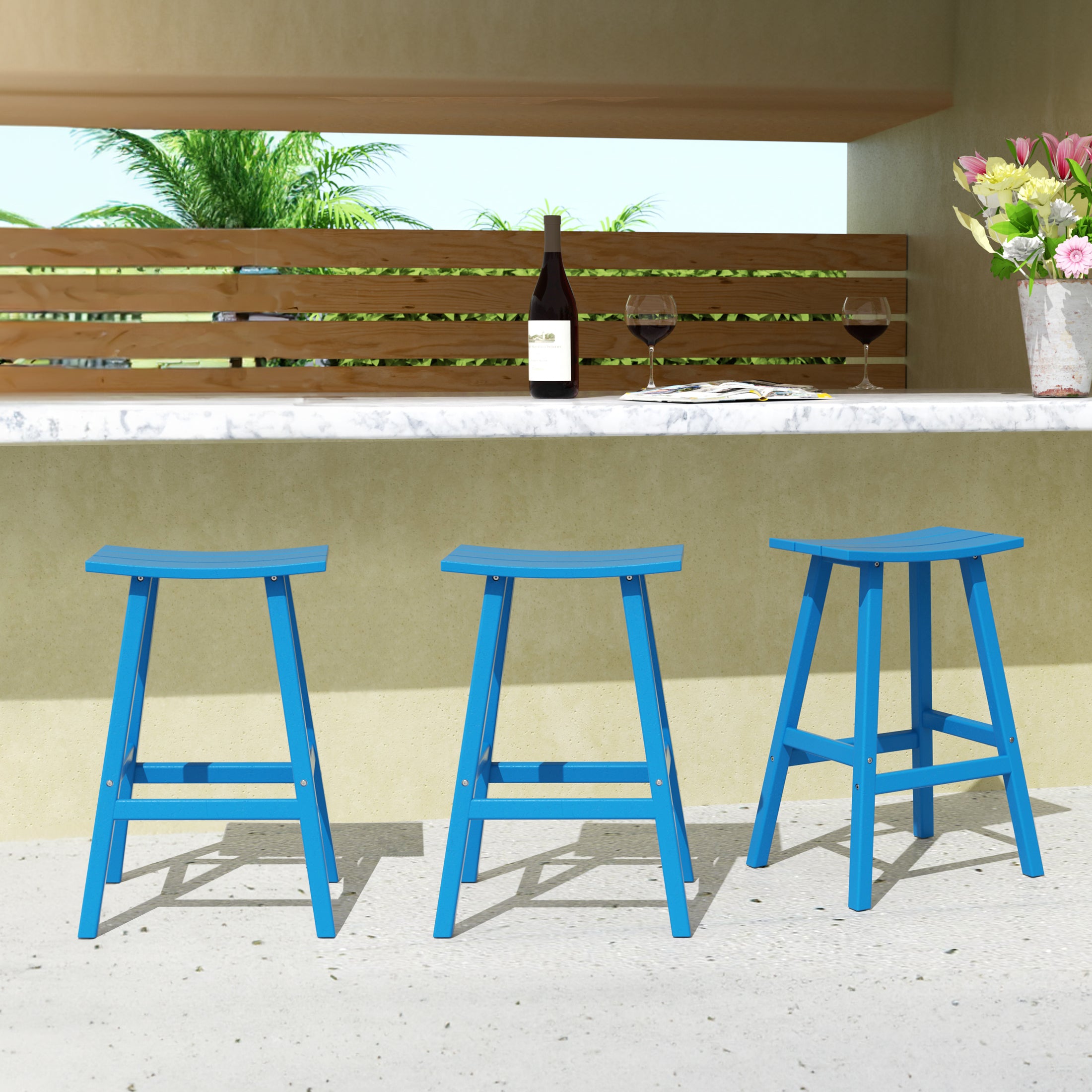 Paradise 29 Inch High Backless Seat Bar Stools (Set of 3)
