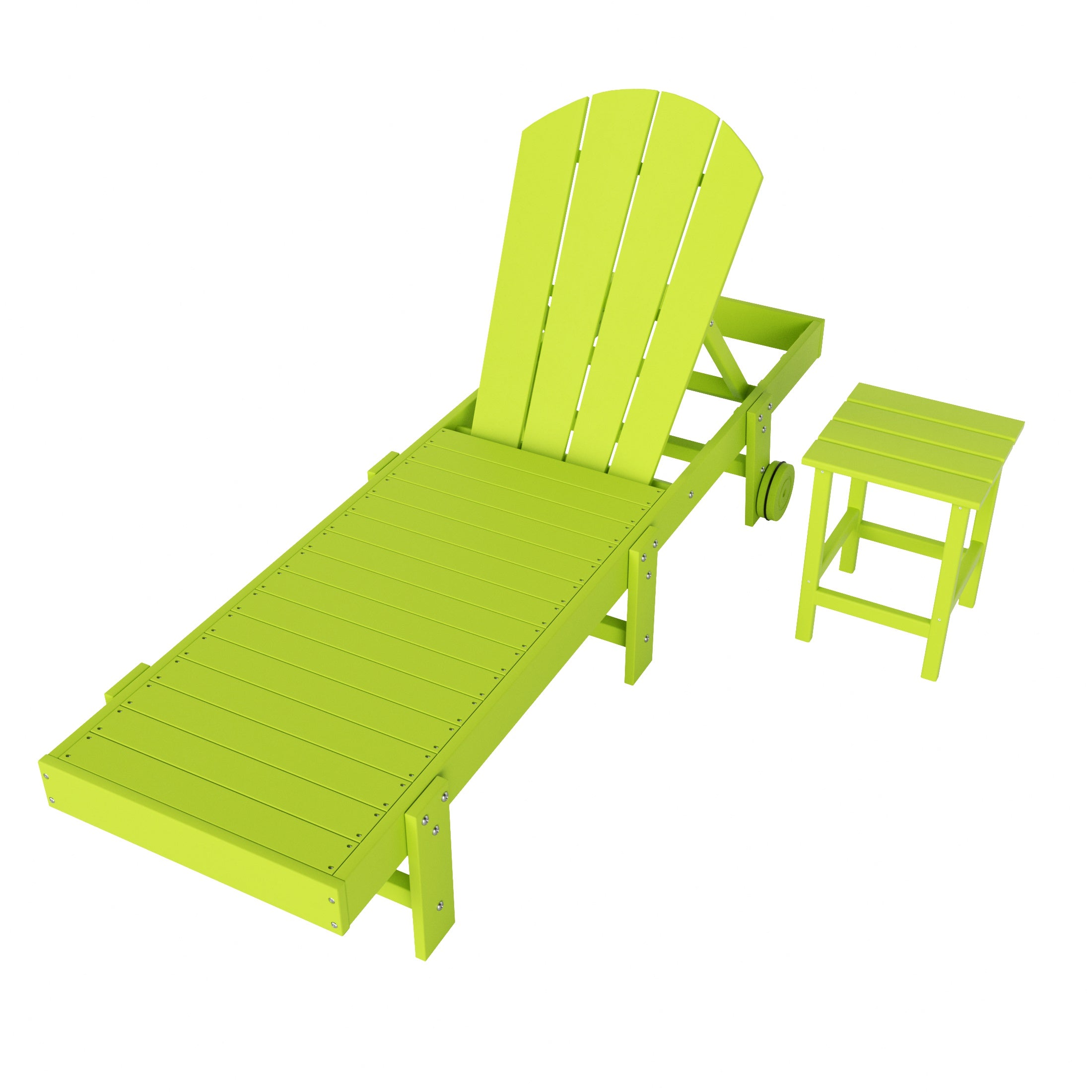 Paradise 2 Piece Adirondack Poly Reclining Chaise Lounge With Wheels