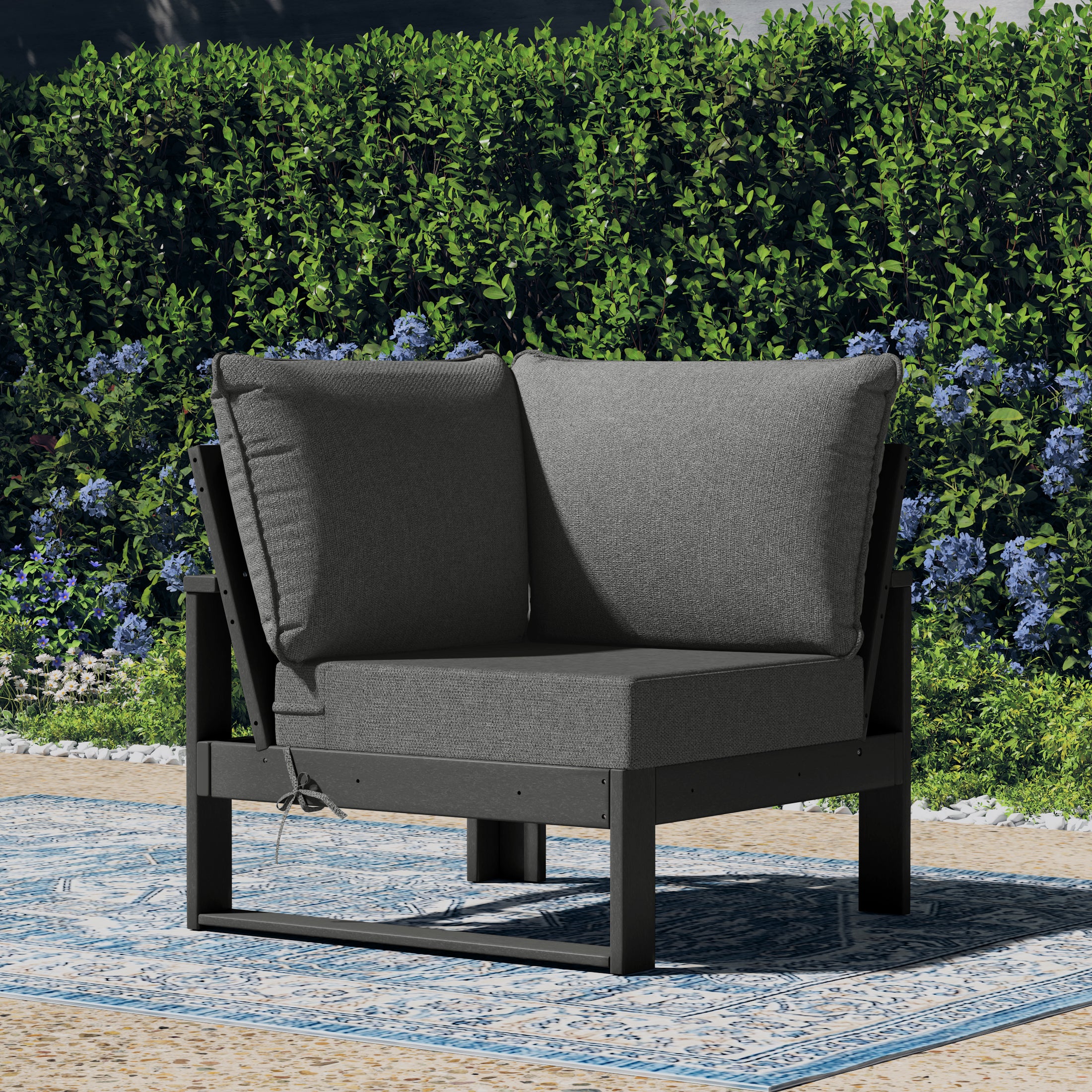 Rockaway Outdoor HDPE Sectional Corner Sofa Seat with Water-Proof Cushions