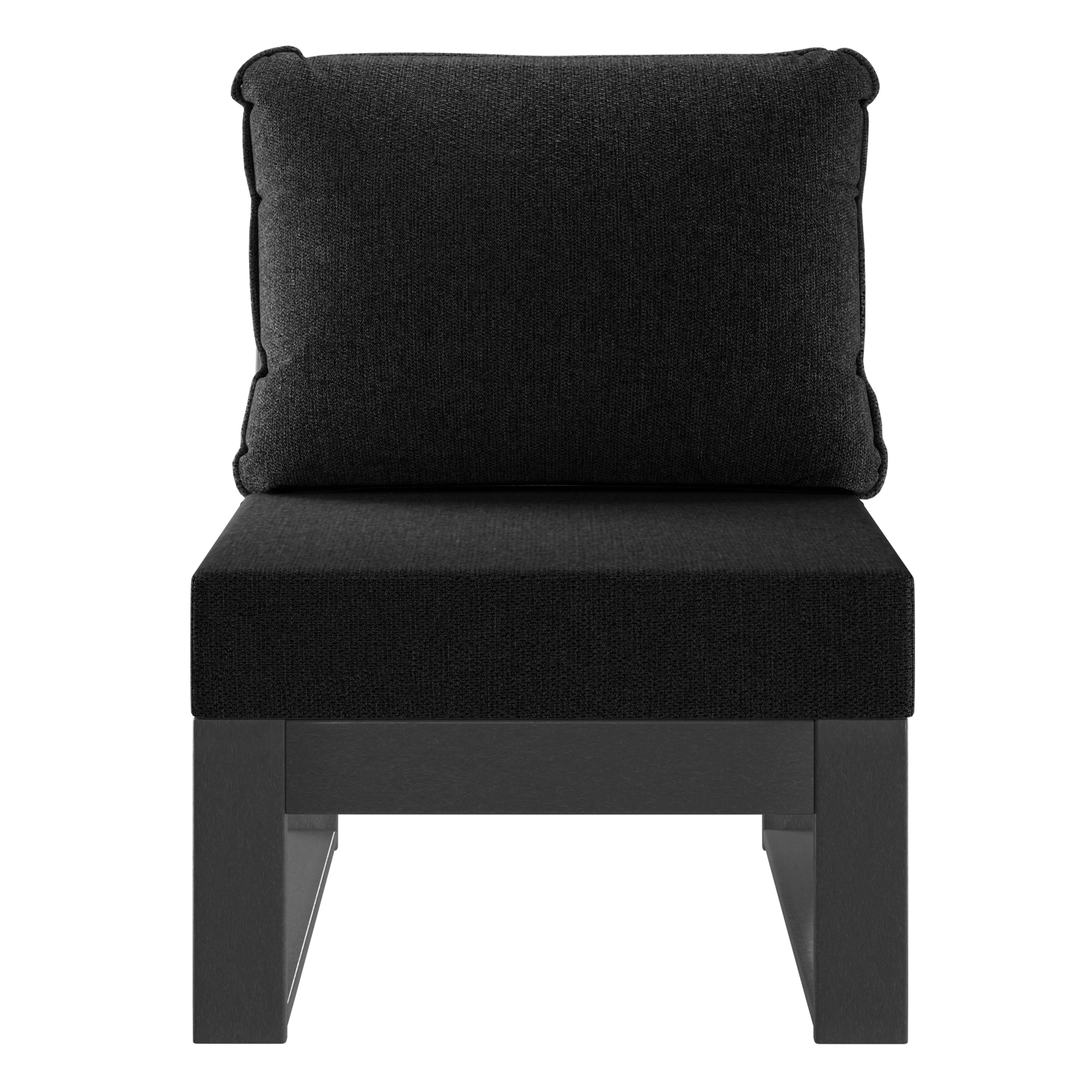 Rockaway Outdoor HDPE Sectional Armless Chair with Water-Proof Patio Cushions