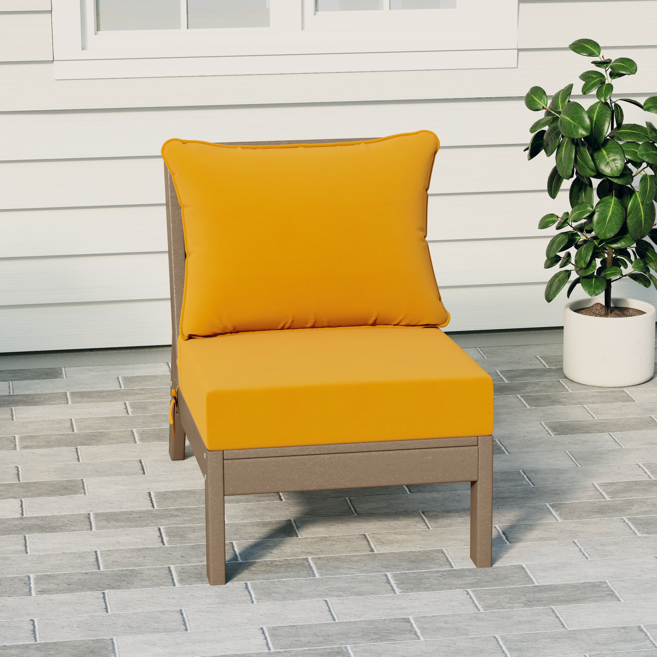 Portsmouth Outdoor HDPE Deep Seating Modular Armless Patio Chair with Patio Cushions