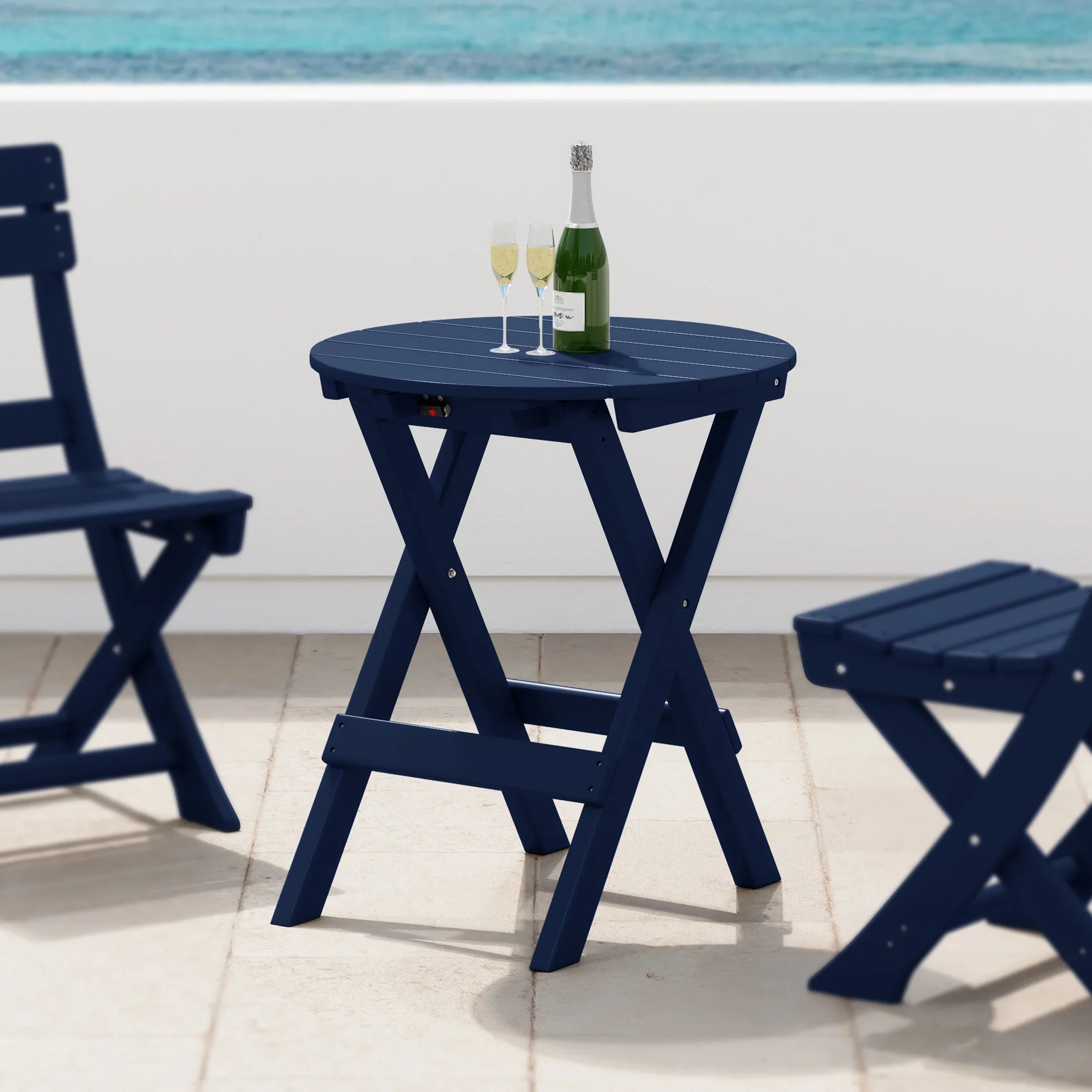 Paradise HDPE Outdoor 24.5 Inch Round Portable Folding Patio Dining Table