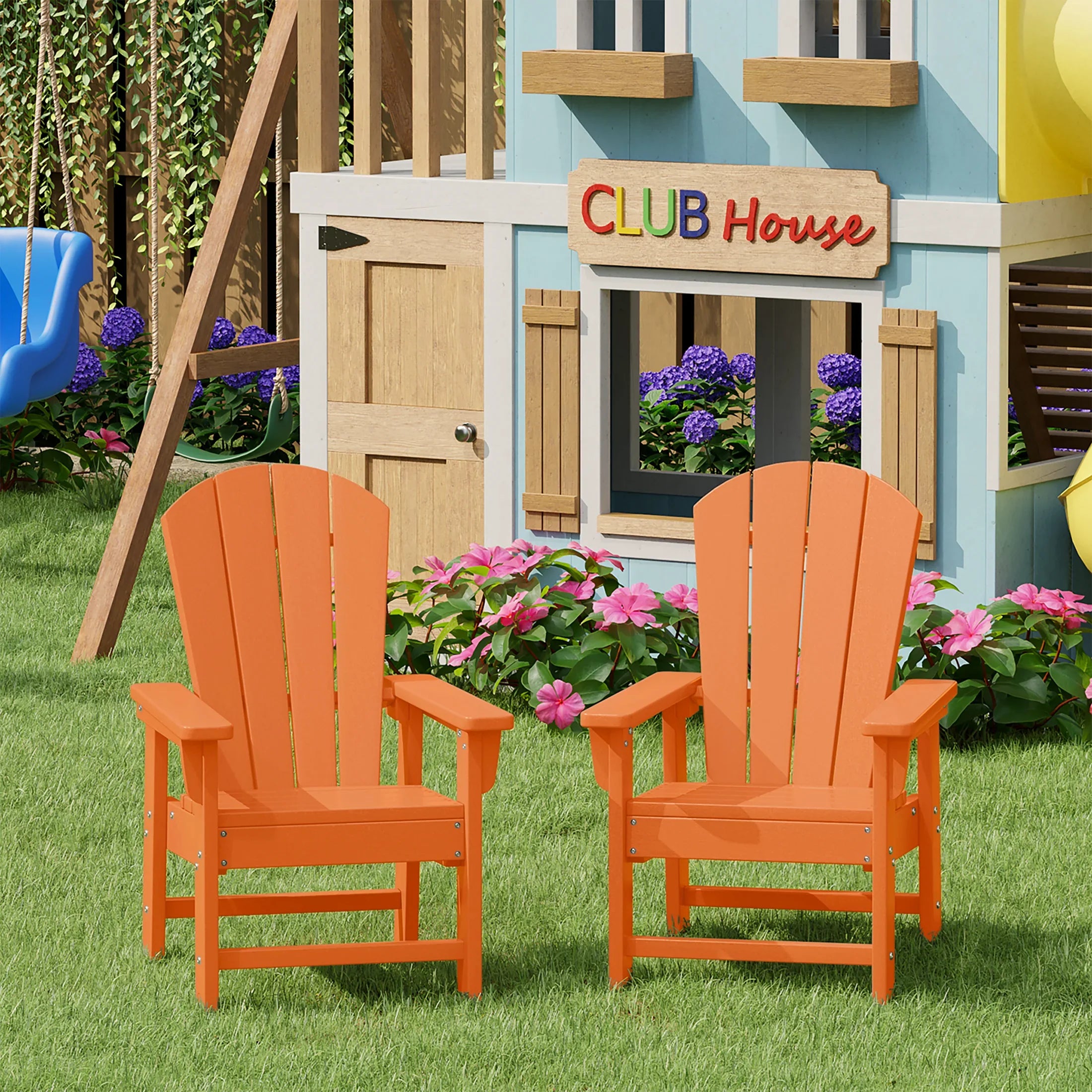 Paradise Kids Outdoor Adirondack Plastic Patio Chair (Set of 2)