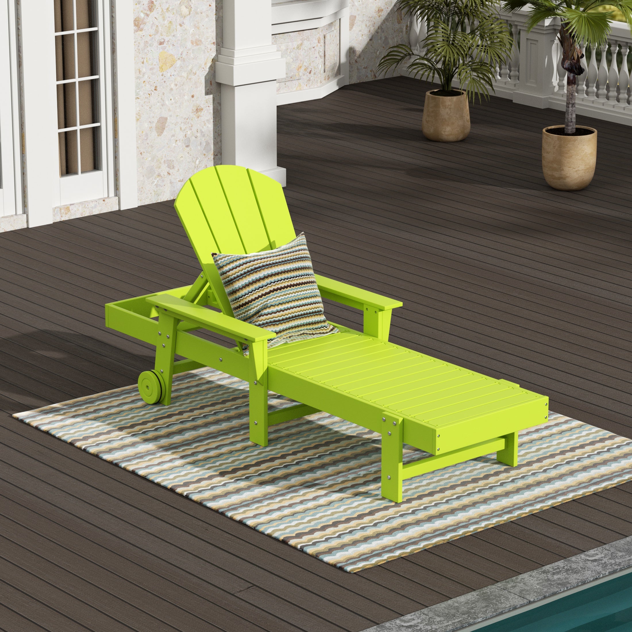 Paradise Reclining Chaise Lounge With Arms & Wheels