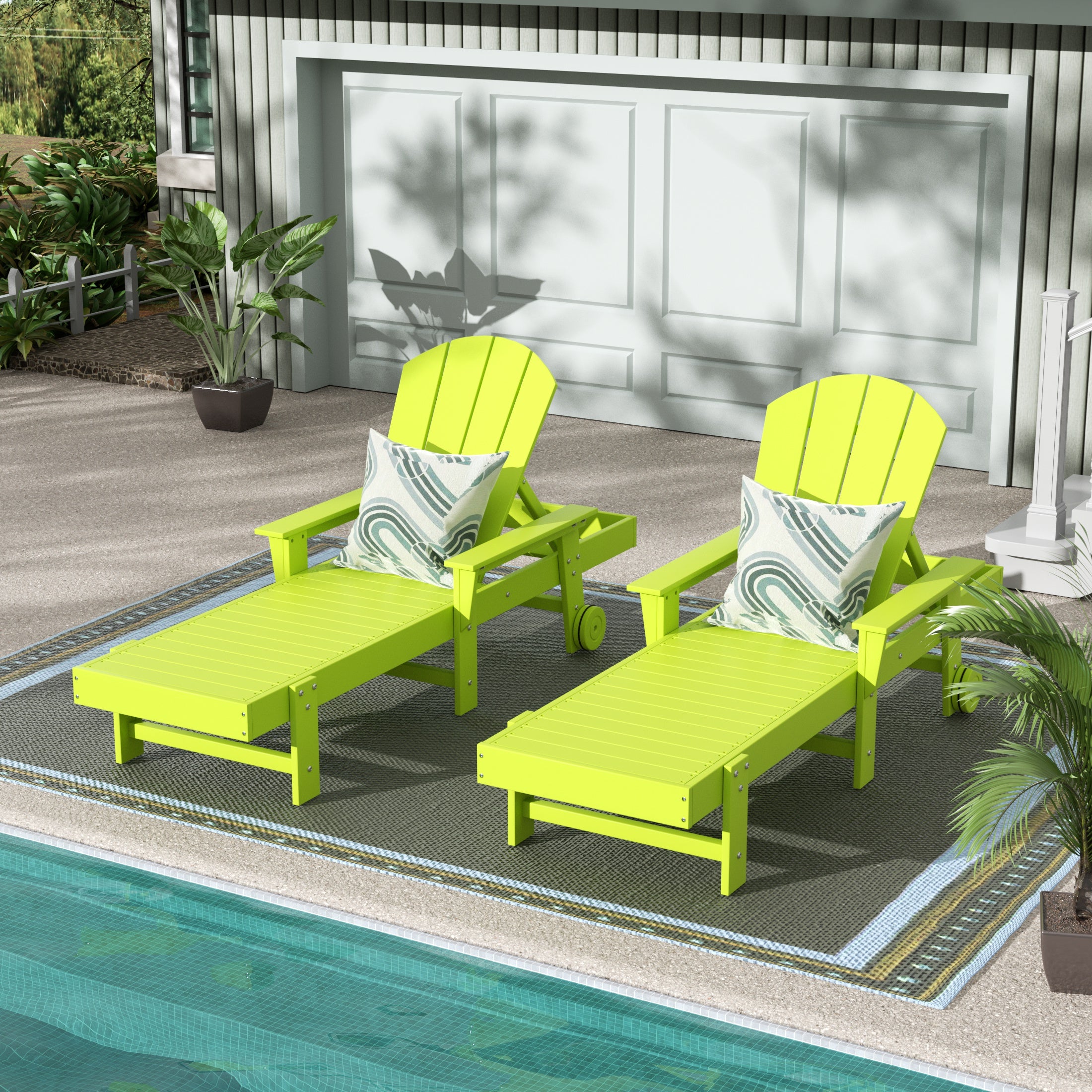Paradise 2 Piece Reclining Chaise Lounge With Arms & Wheels