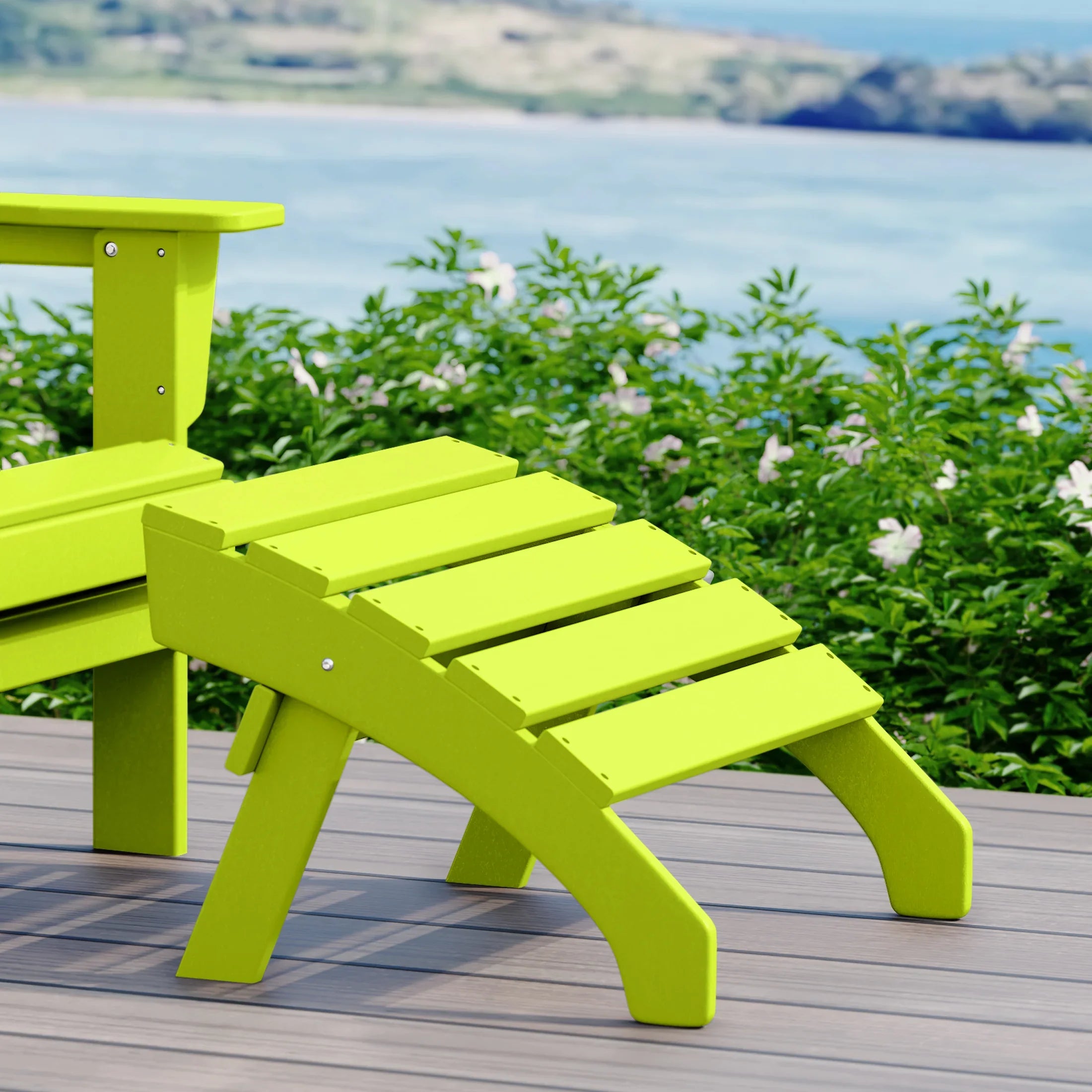 Portside Outdoor Patio HDPE Adirondack Ottoman Footrest