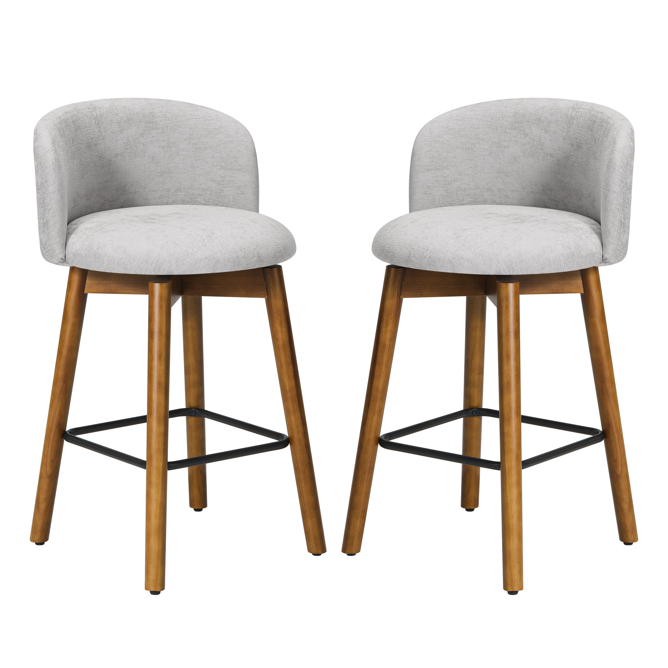 Danburry Modern Chenille Upholstered 26" Counter Height Swivel Bar Stools (Set of 2)