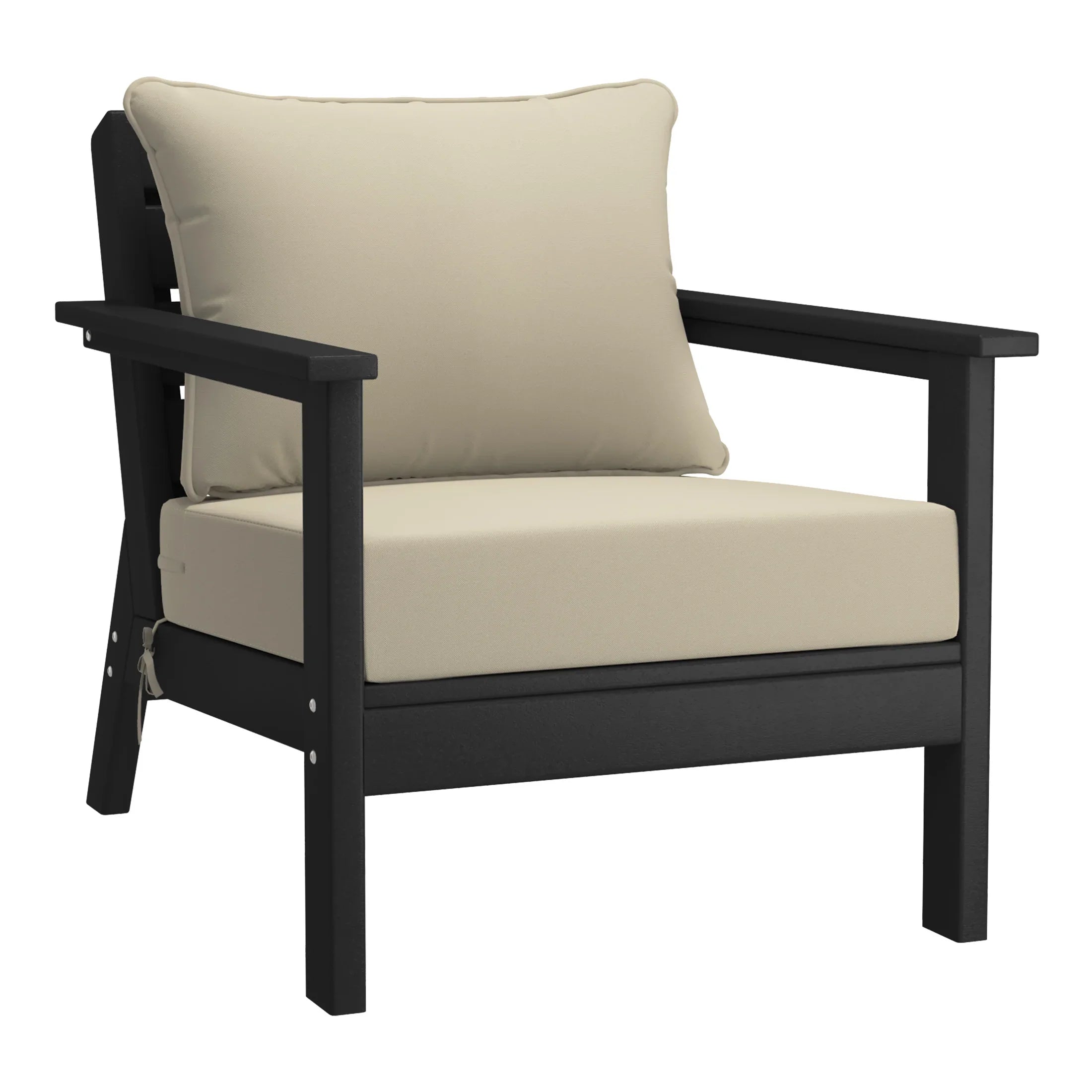 Portsmouth Outdoor Modern HDPE Patio Club Chairs with Deep Seat Cushions (Set of 2)