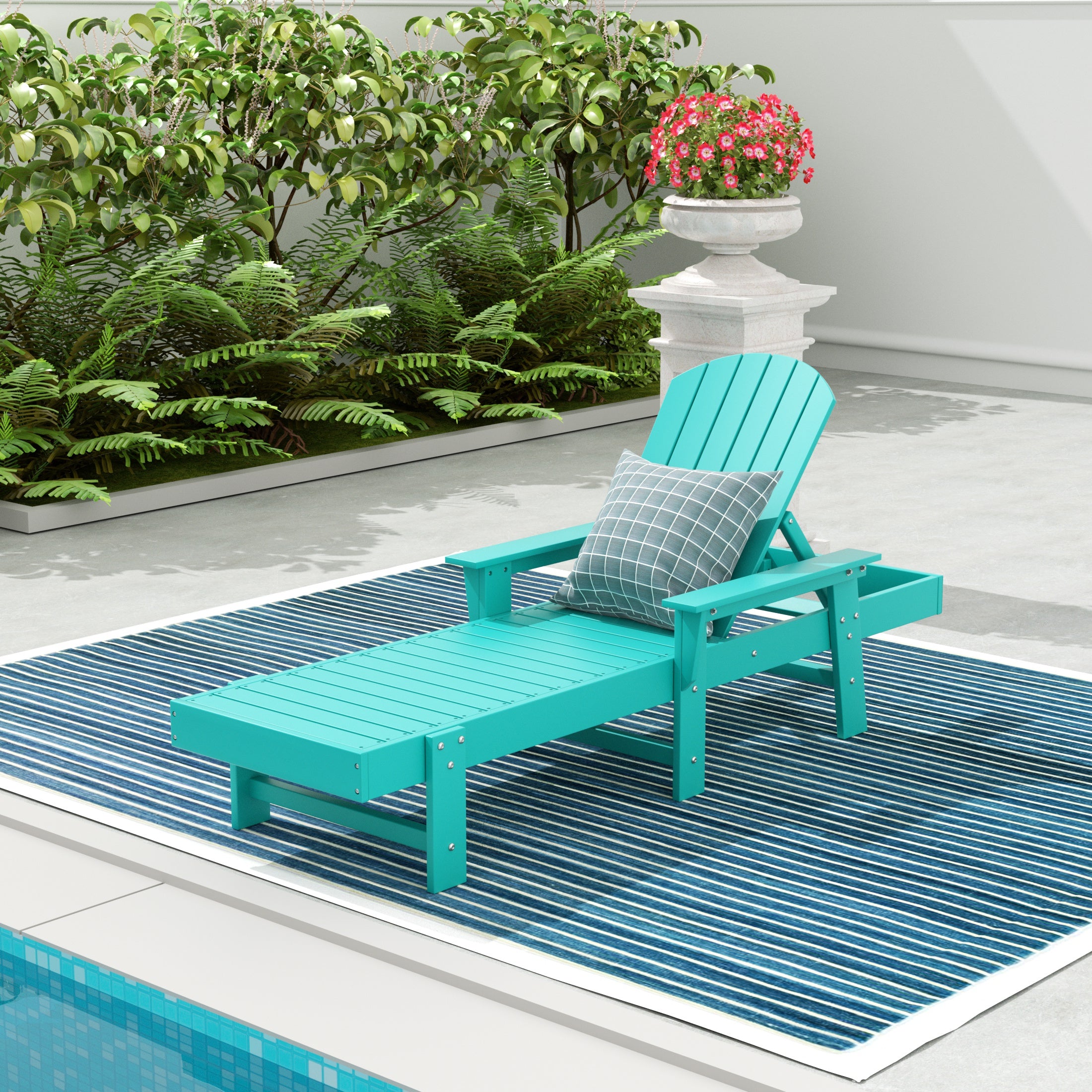 Portside Adirondack Poly Reclining Chaise Lounge With Arms