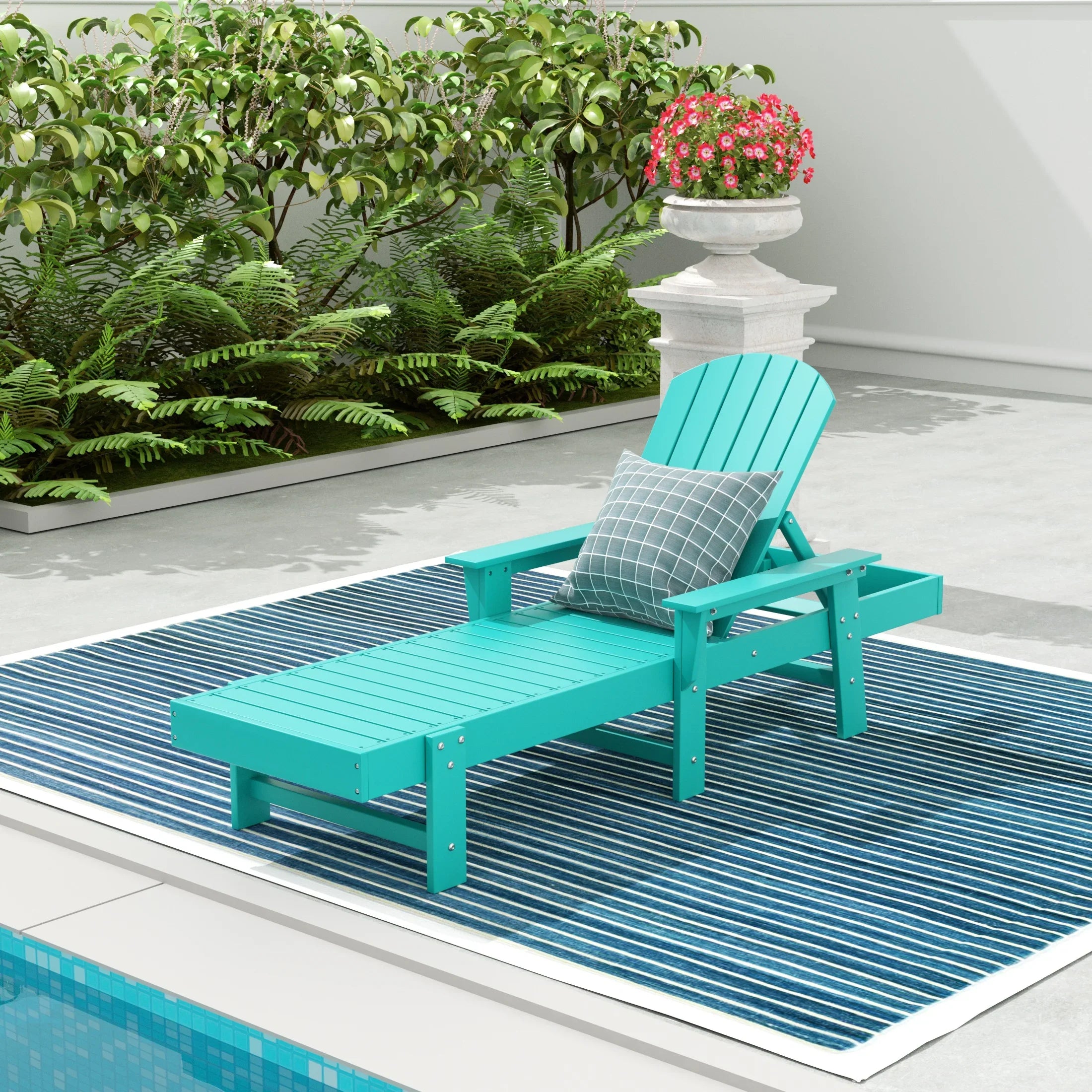 Portside Adirondack Poly Reclining Chaise Lounge With Arms