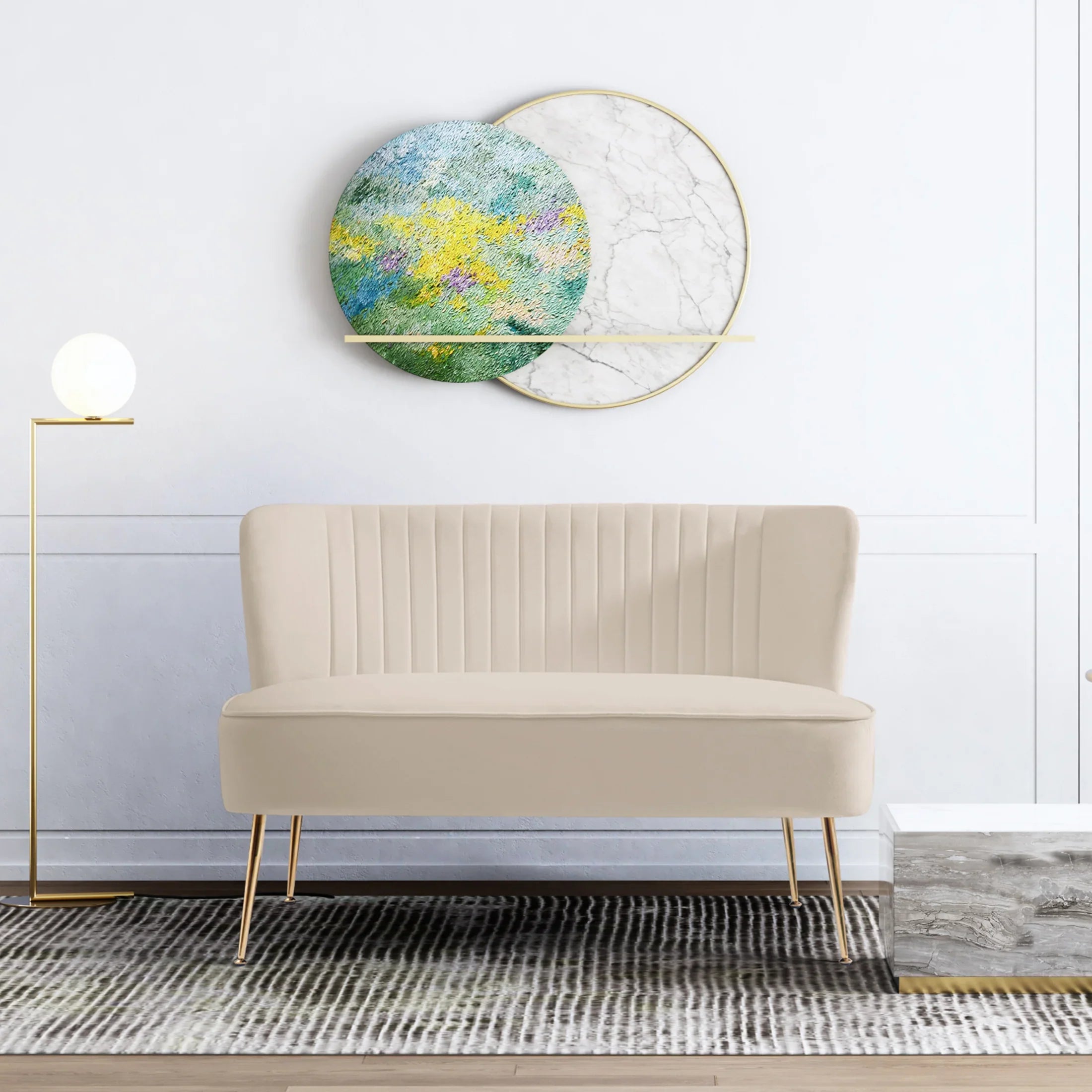 Alaia 46" Wide Upholstered Velvet Love Seat Sofa