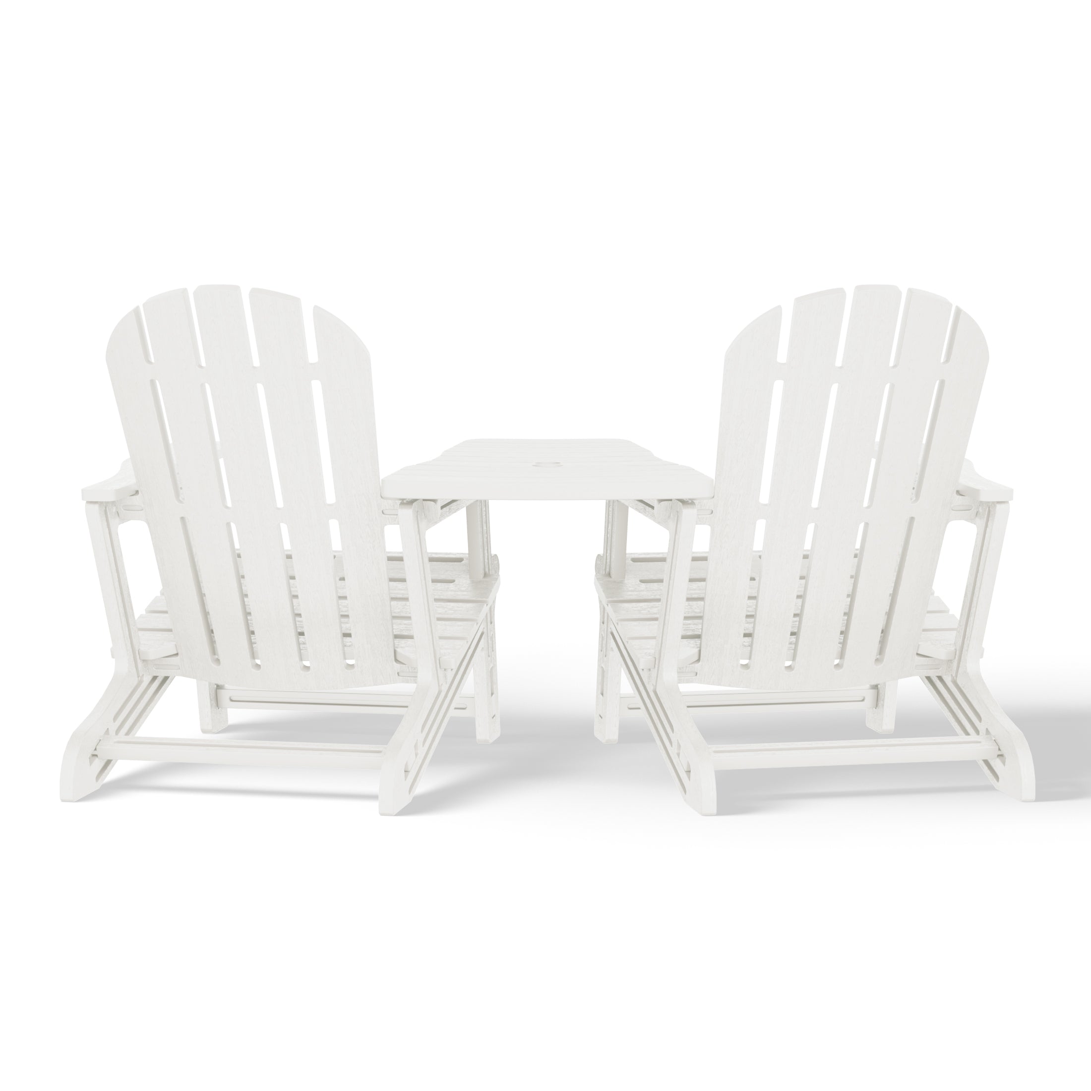 Cayman Outdoor HDPE Adirondack Chairs With Connecting Table Tray (Set of 2)