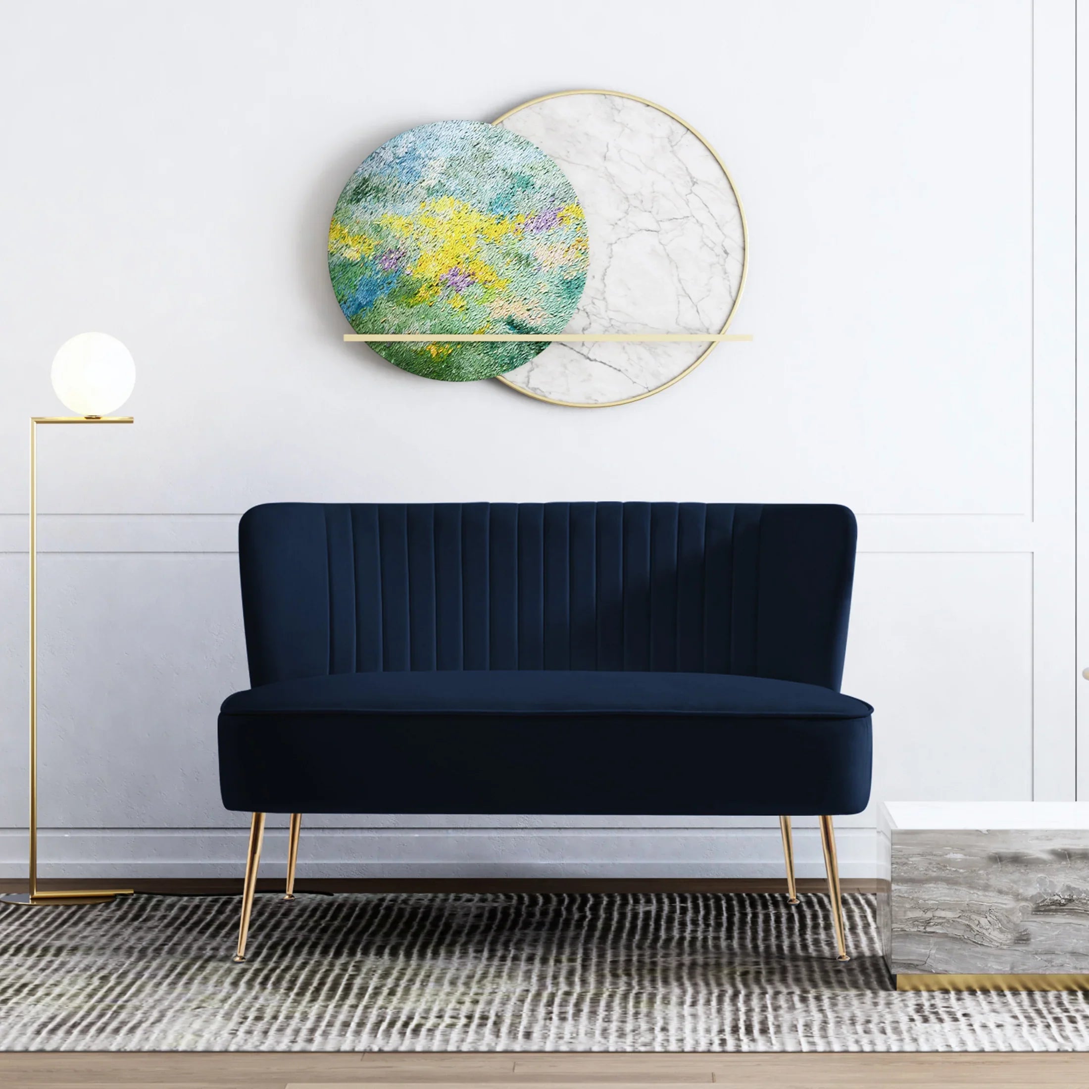 Alaia 46" Wide Upholstered Velvet Love Seat Sofa